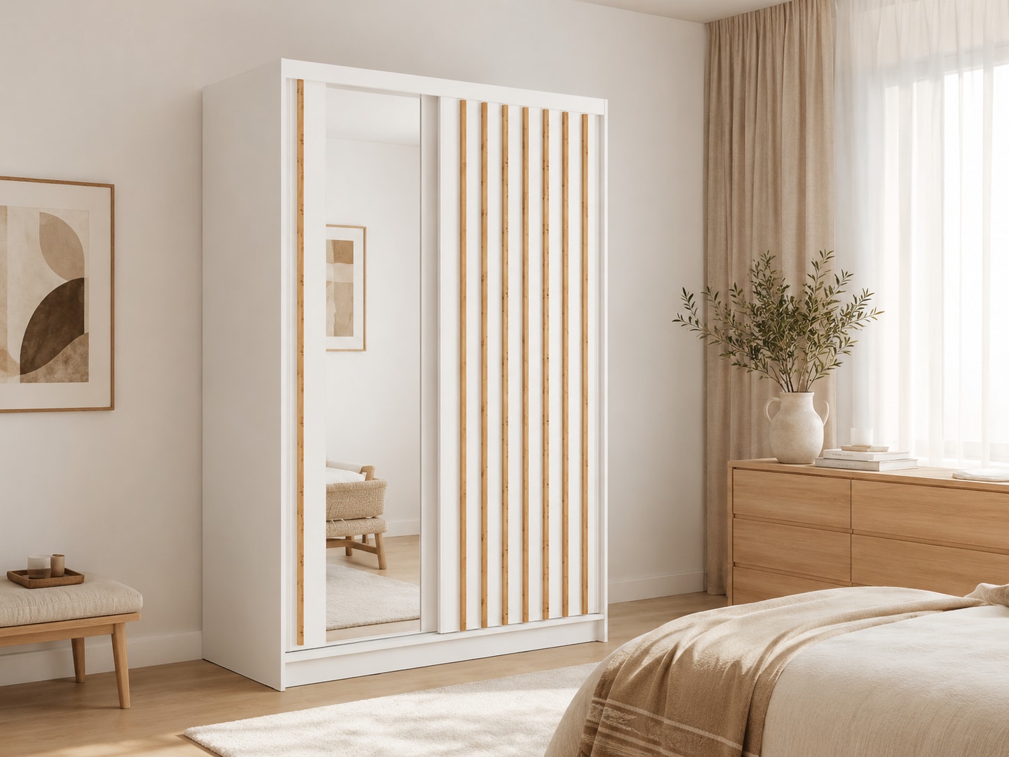 Home affaire Kleiderschrank »VILLEFRANCHE modern mit viel Stauraum, Fächer & Kleiderstange, Spiegel« Garderobe in 3 Breiten (155, 205, 248 cm), erhältlich in 3 Farben