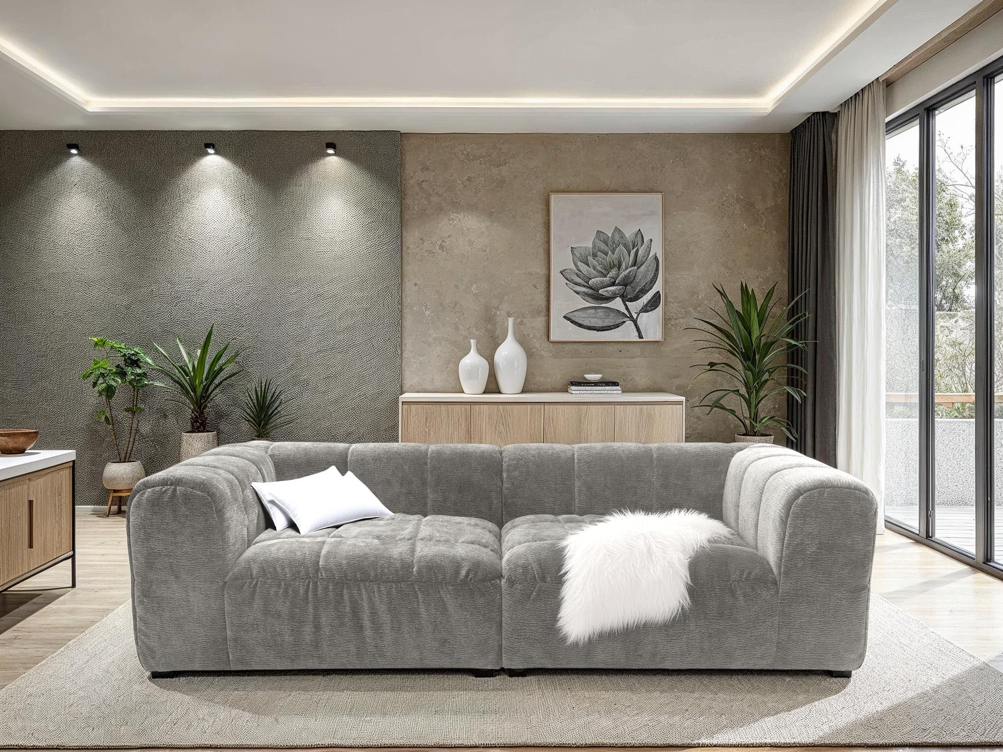 DOMO collection Big-Sofa »800019 Megasofa in 2 Breiten, Kassettensteppung, modern, Federkern«, (2 St.)