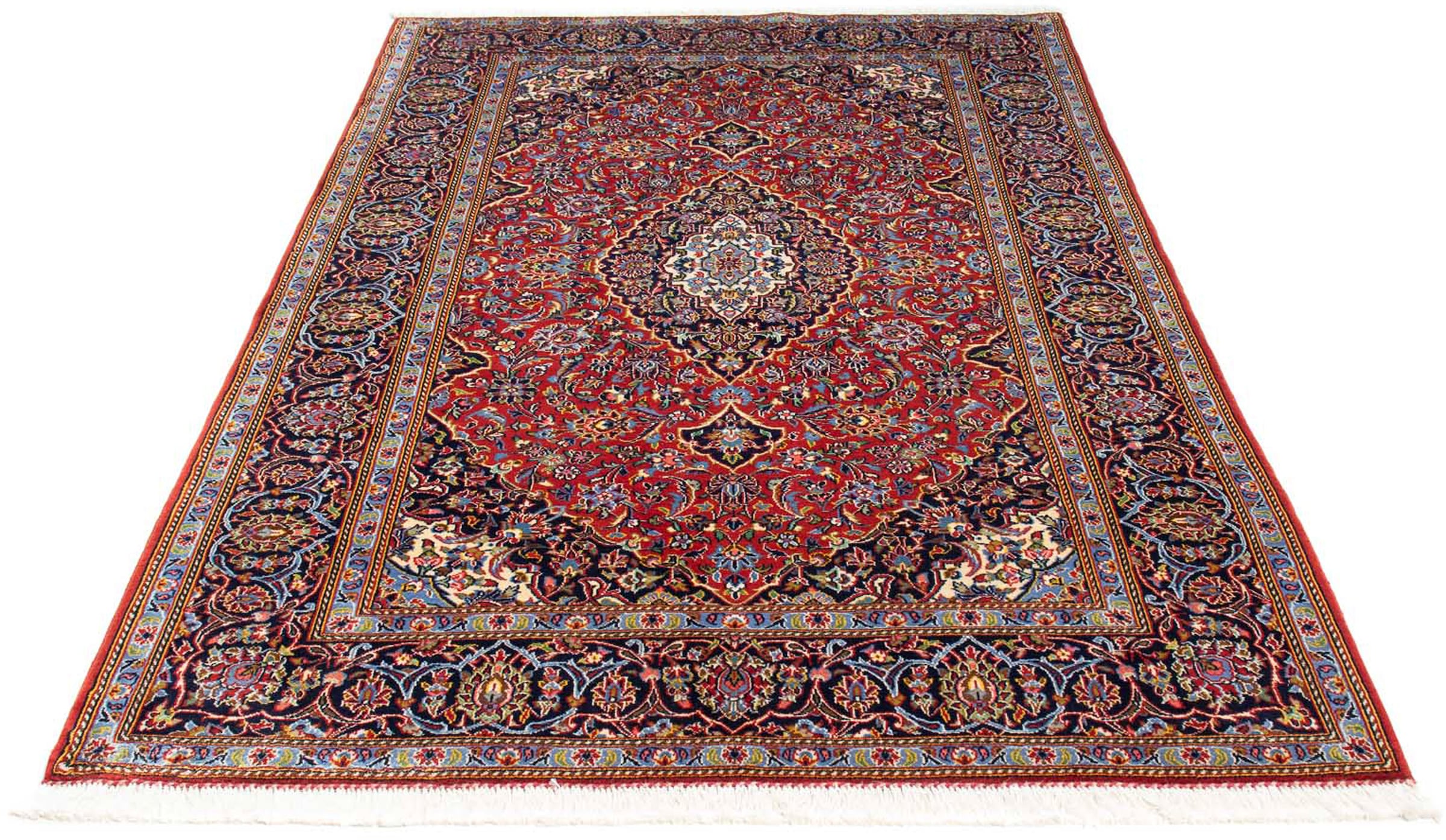 morgenland Orientteppich "Perser - Keshan - 216 x 142 cm - rot", rechteckig, 10 mm Höhe, Wohnzimmer, Handgeknüpft, Einze