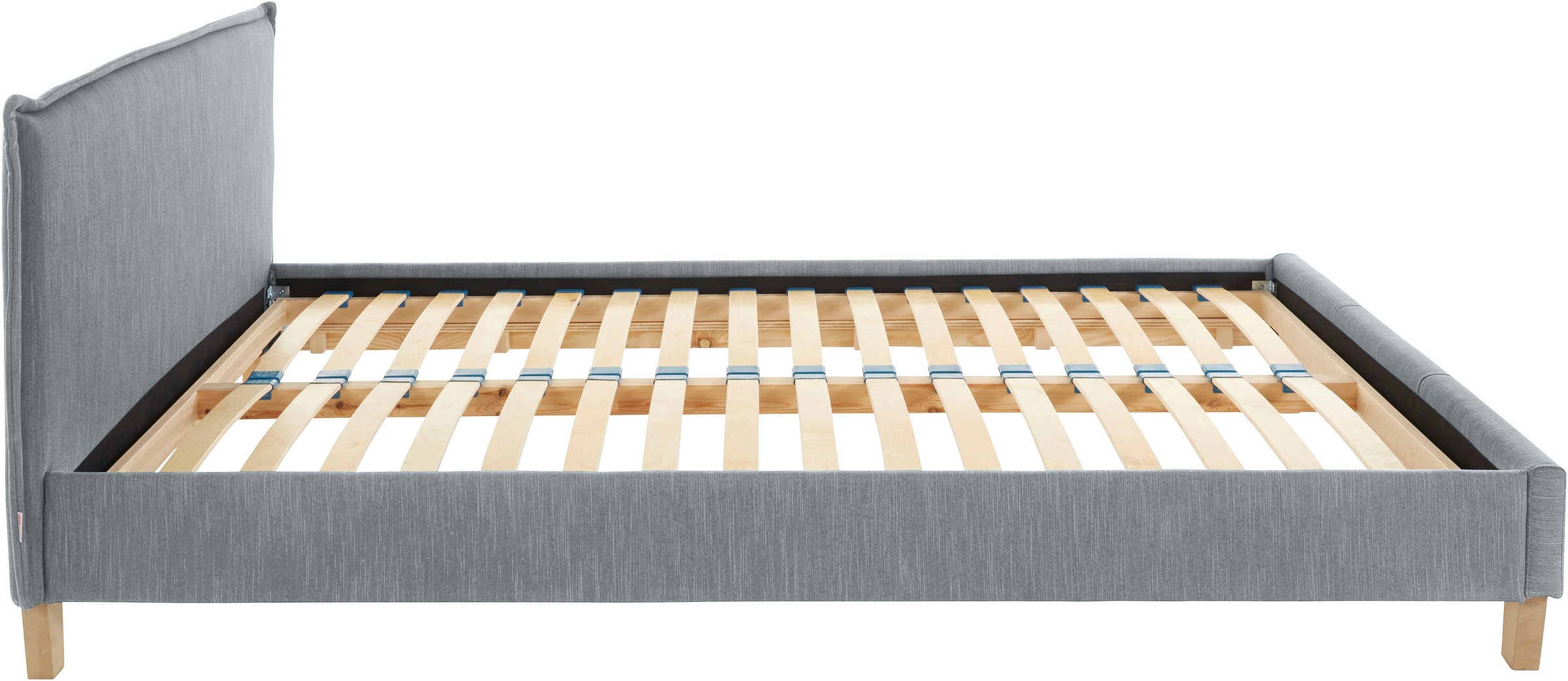 OTTO products Polsterbett »Heddi«, in 5 Breiten: von 90cm-200cm, Biese am Kopfteil, Strukturstoff