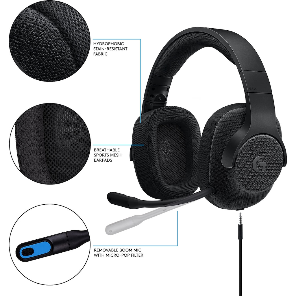 Logitech G Gaming-Headset »G433«, Mikrofon abnehmbar-Rauschunterdrückung