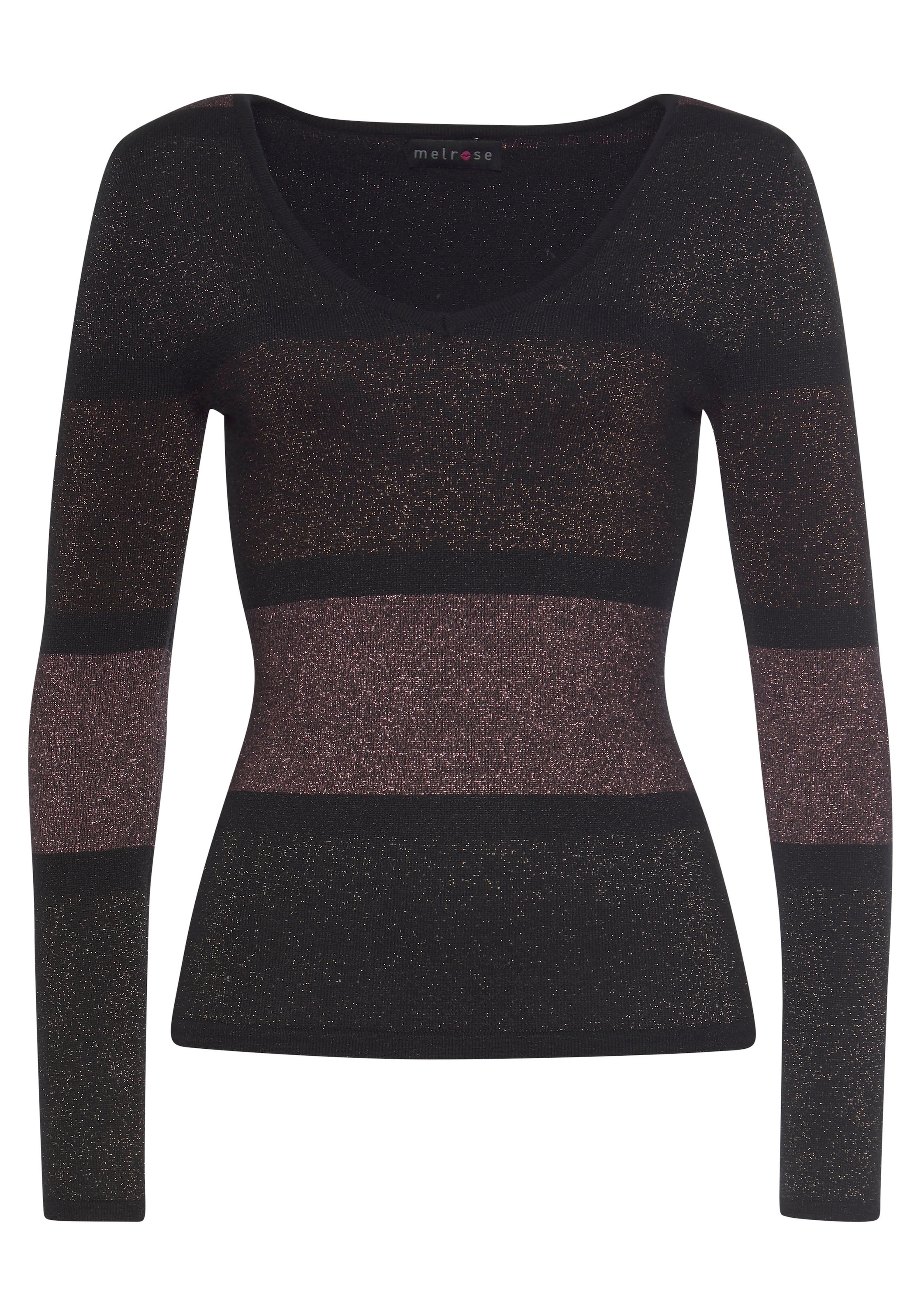 Melrose V-Ausschnitt-Pullover, aus weichem Glanzgarn für kaufen | BAUR