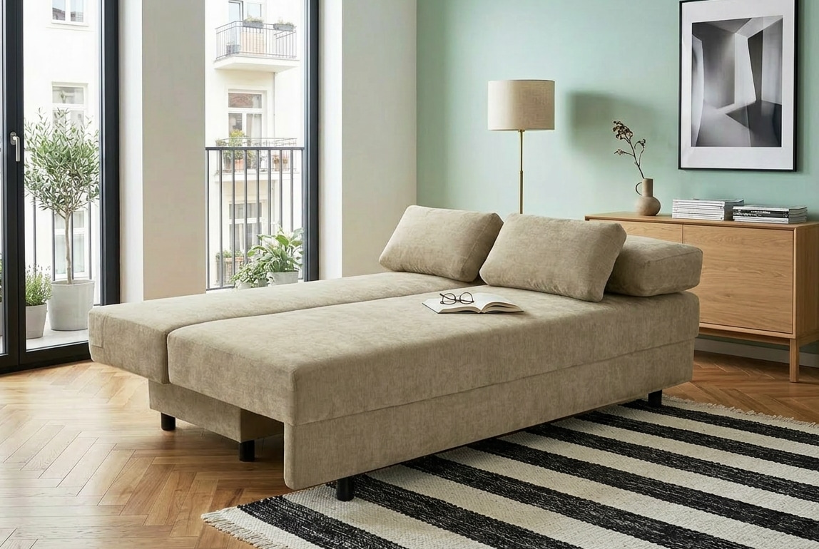 OTTO home Schlafsofa »ONNIKO, Breite: 192 cm, Liegefläche 121x192 cm, Feinstruktur-Bezug« mit Bettfunktion & Bettkasten