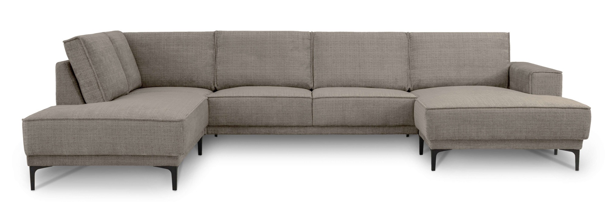 Places of Style Wohnlandschaft »XXL Sofa Oland, Struktur, Flachgewebe, Luxus-Microfaser, Boucle«, U-Form, 345 cm, Wellenunterfederung, Skandi-Design, Metallfüße