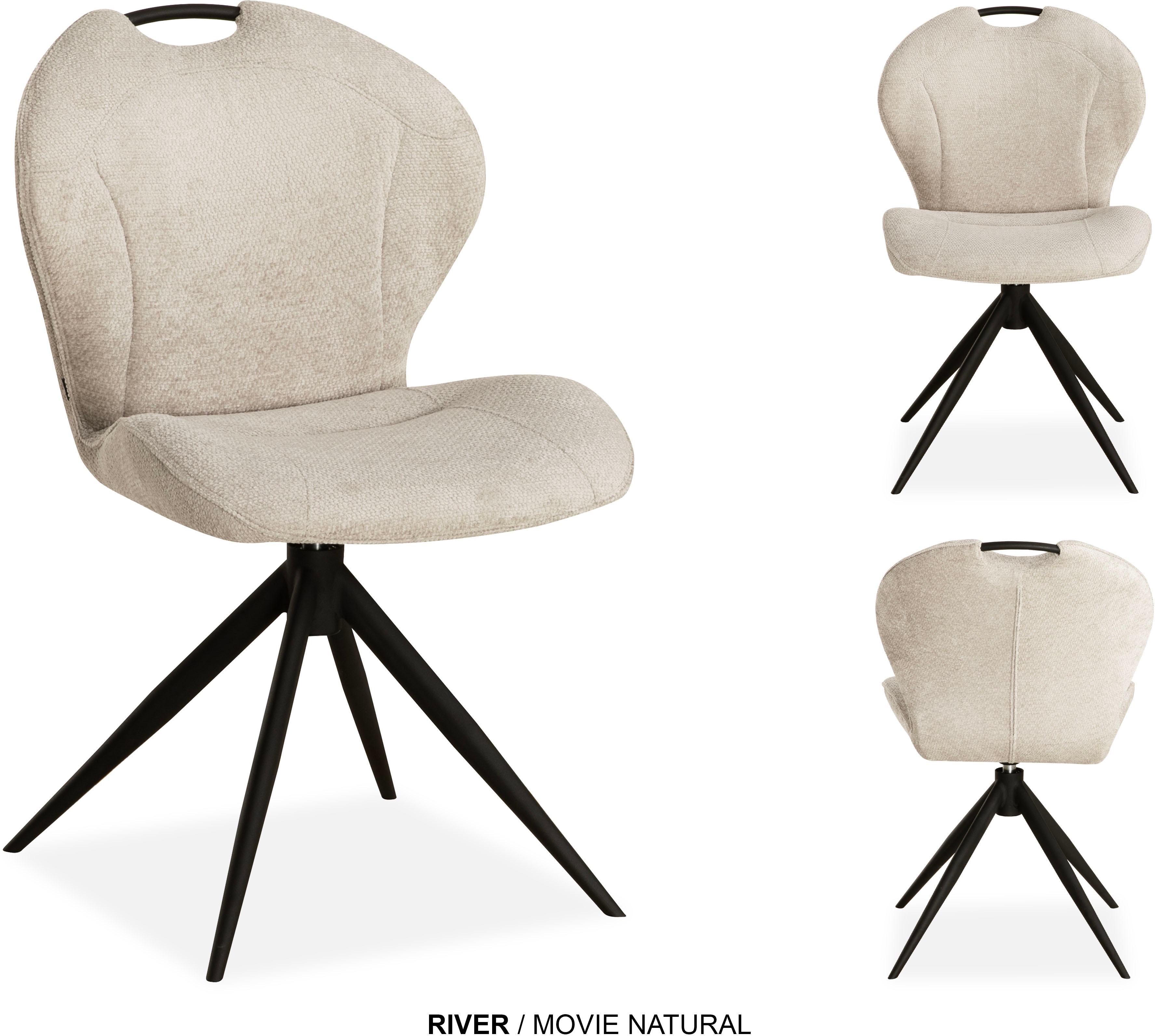 Thumbnail - OMG Design Esszimmerstuhl "River" (Set) 2 Stk.Drehstuhl mit auto-return, mit Handgriff