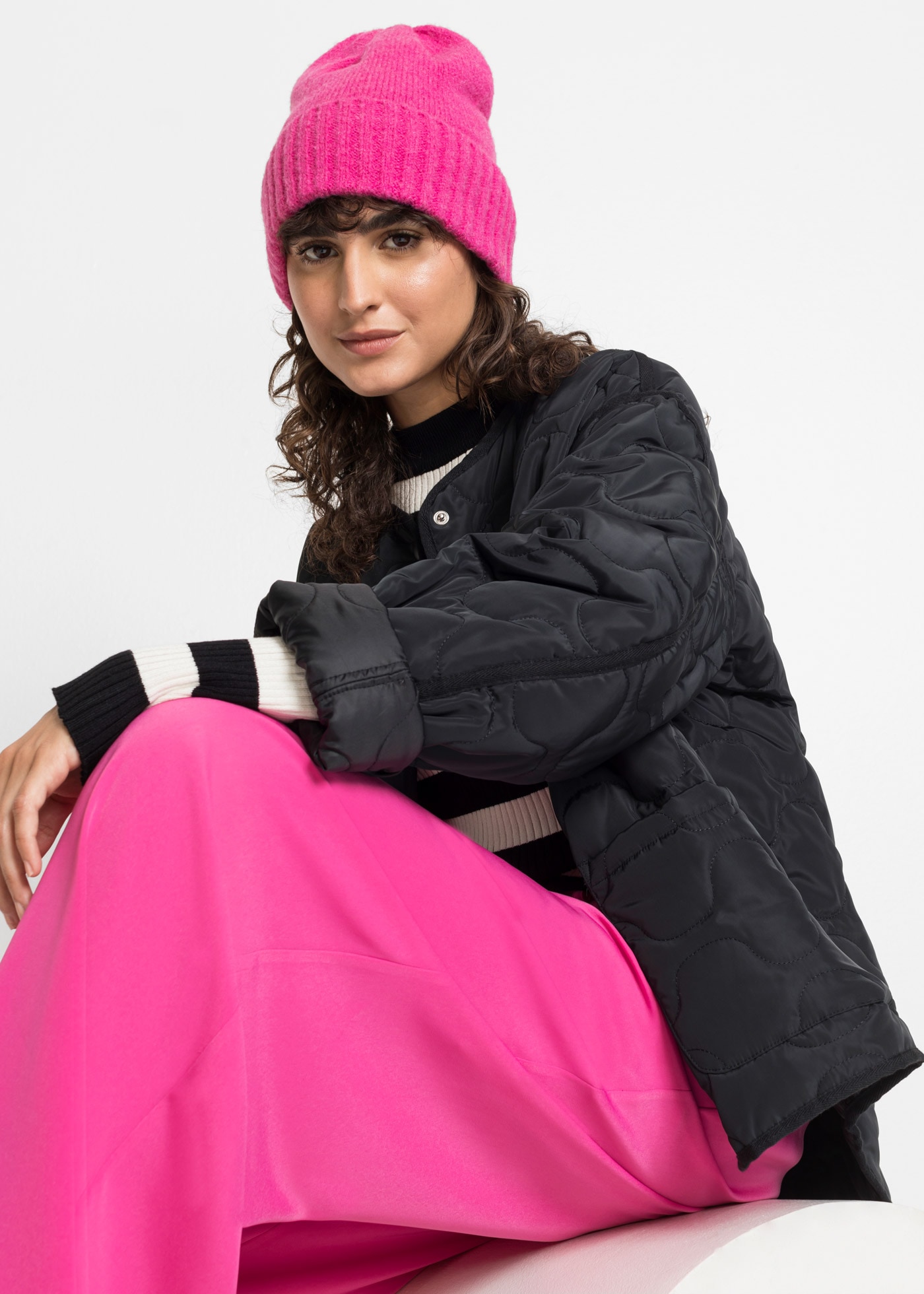 bonprix Strickmütze »Mütze« aus Polyester und Polyacryl, mit Elasthan-Anteil, Rippstrickoptik