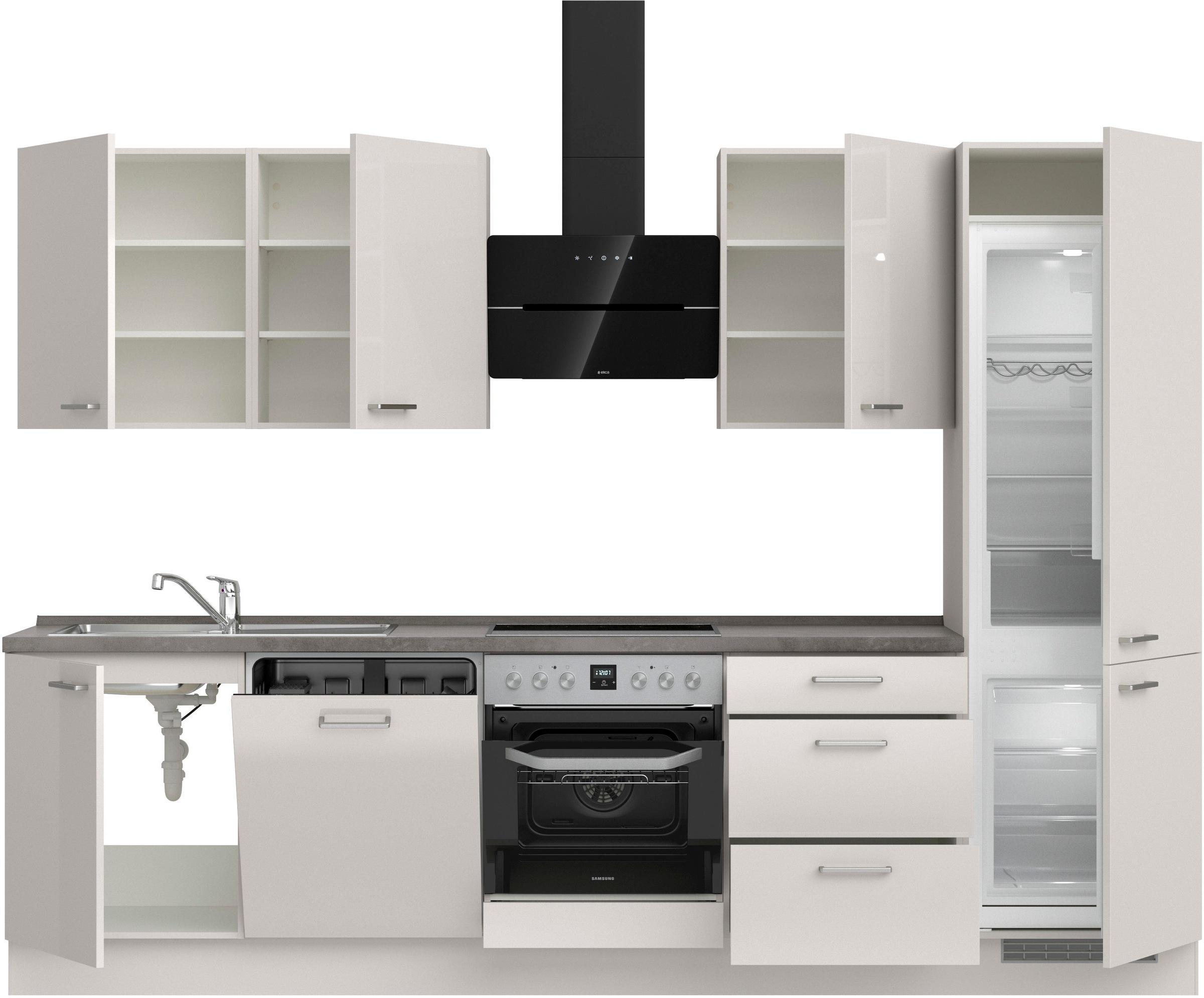 nobilia® Küchenzeile »"Flash II"«, vormontiert, Ausrichtung wählbar, Breite 300 cm, wahlw. mit E-Geräten