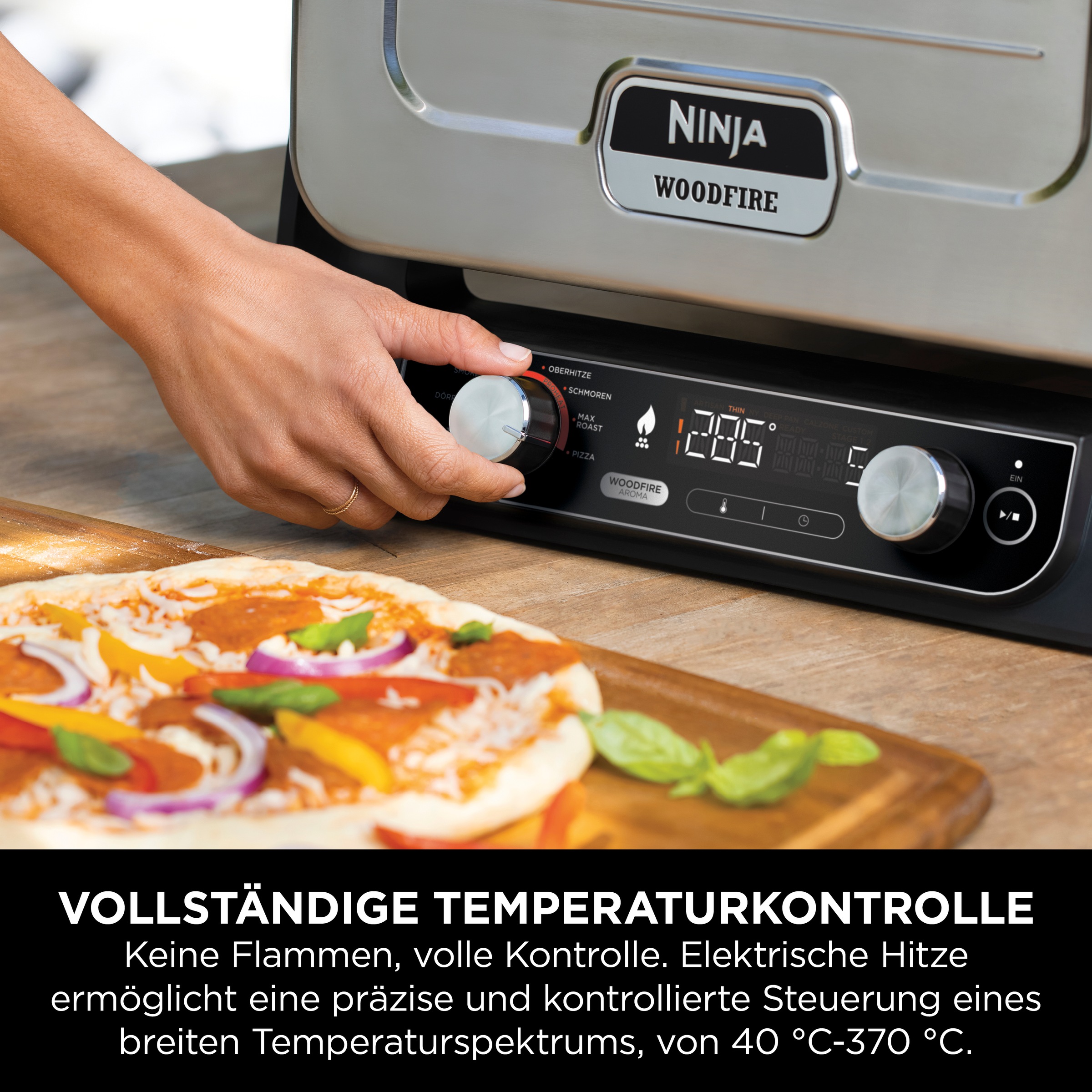 NINJA Multiofen »OO101EU, Elektrischer Outdoor Pizzaofen und Smoker, 8-in-1: Pizza«, Schmoren, Max Roast, Grillen, Backen/Rösten, Smoken, Dörren&Warmhalten