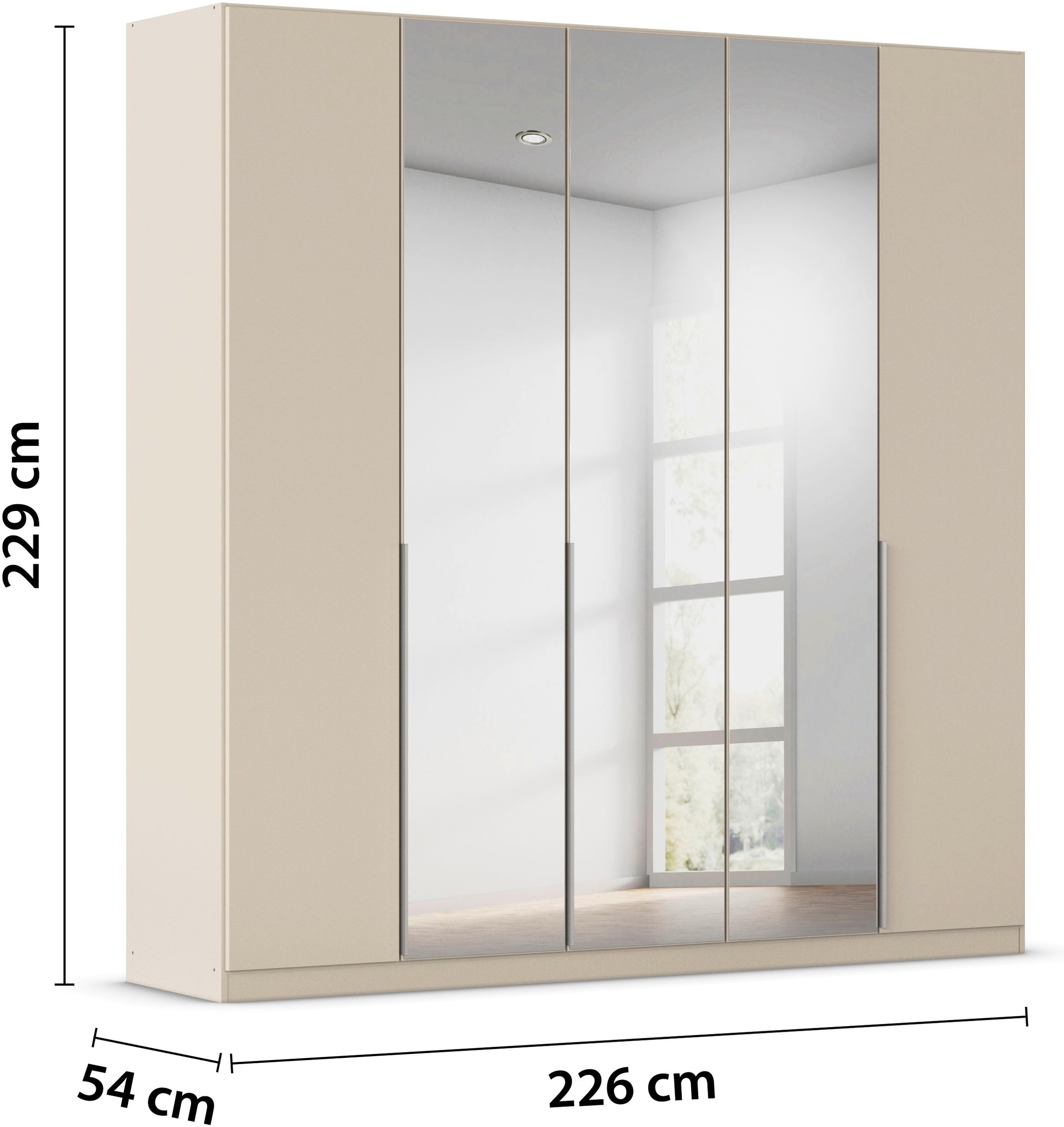 rauch Drehtürenschrank »Kleiderschrank Schrank Garderobe AGORDO mit Dekor- oder Hochglanzfront«, (in zwei Griff-Farben), durchdachte Innenausstattung, in 6 Breiten und 2 Höhen MADE IN GERMANY