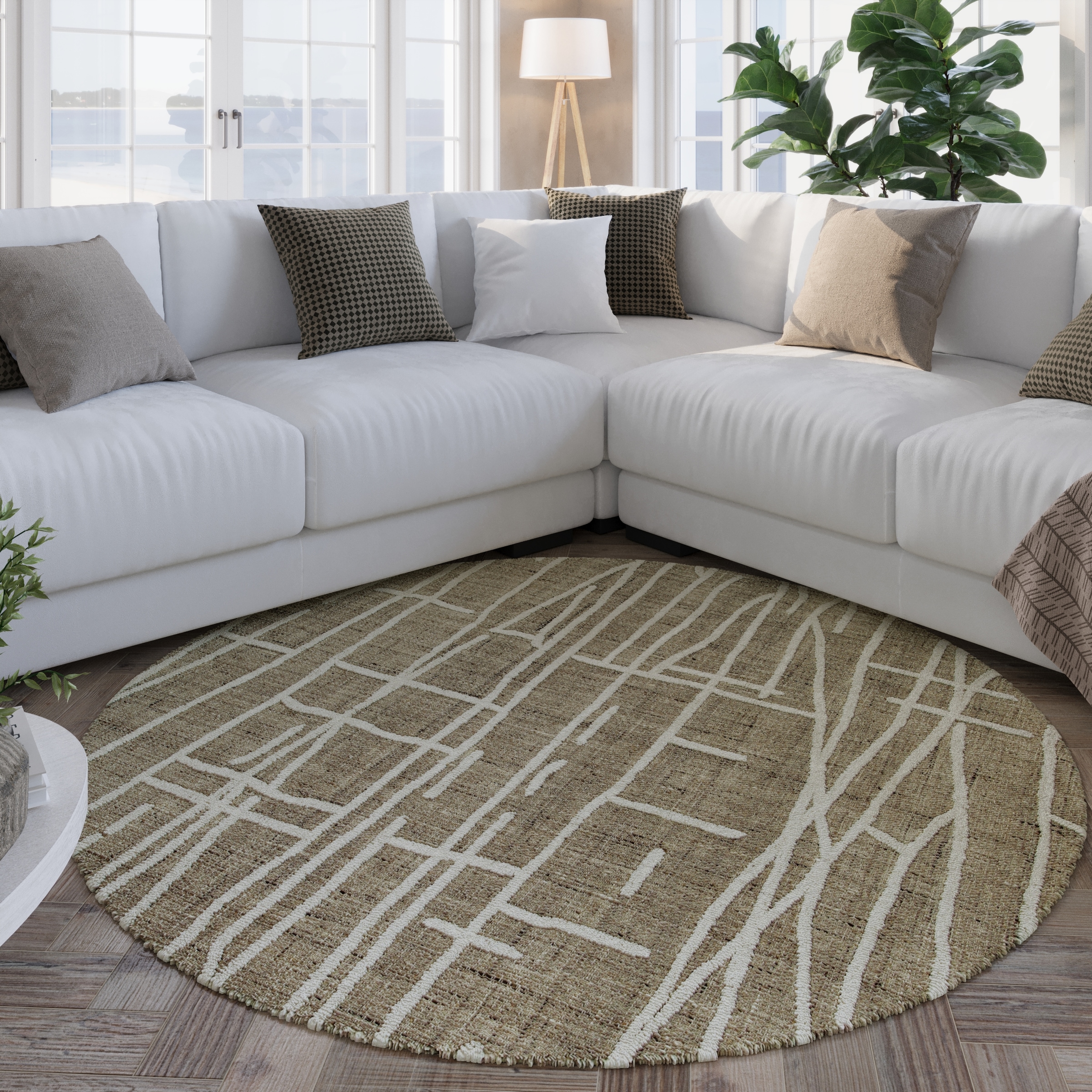 Wecon home Teppich »Hamptons TWENTYFIVE«, rund, 10 mm Höhe, Kurzflor, Wohnzimmer, Schlafzimmer, elegant, robust, abstraktes Design