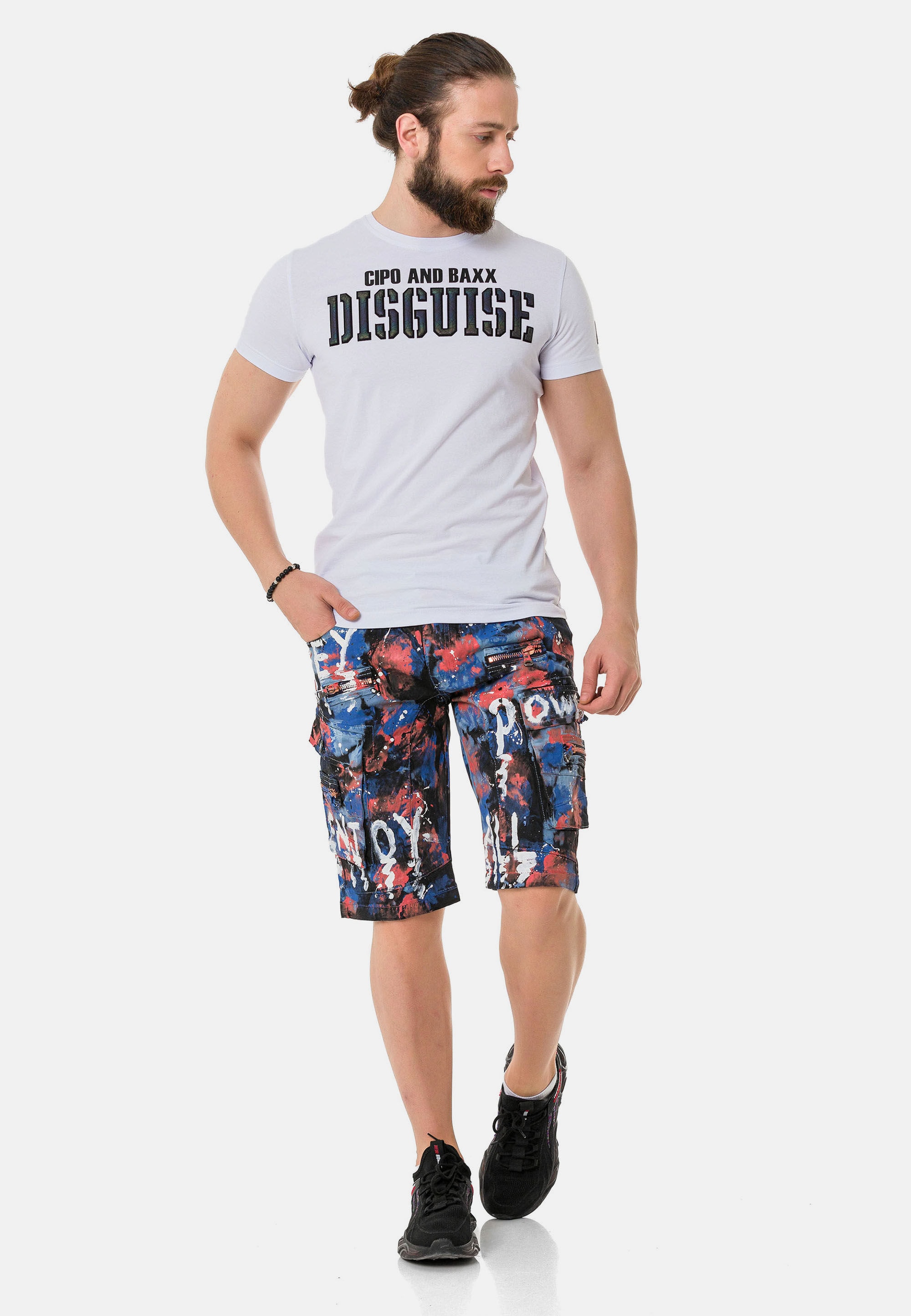 Cipo & Baxx T-Shirt »T-Shirt« mit Rundhals-Ausschnitt