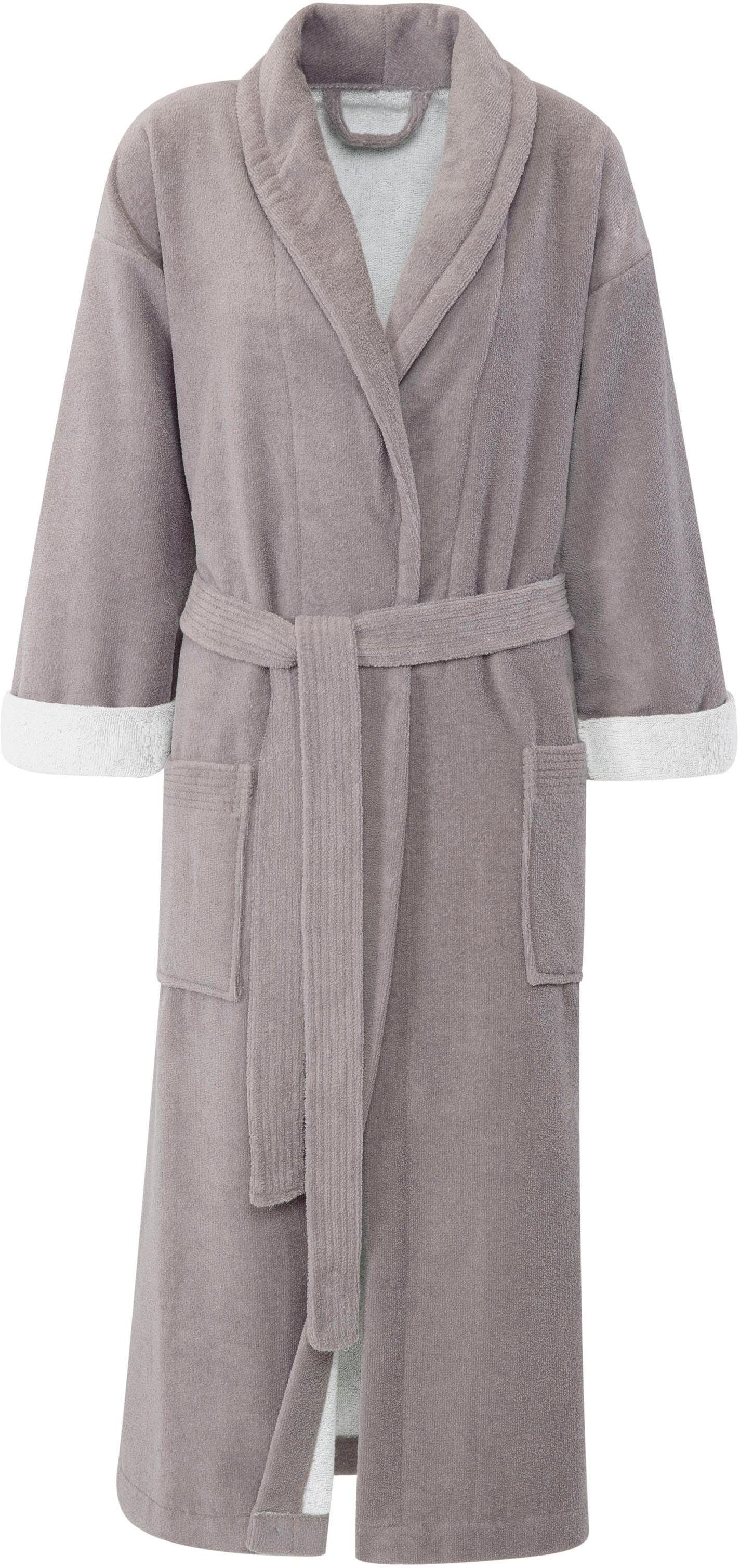 Gözze Unisex-Bademantel "Turin, ideal für Sauna & Spa, Hotelbademantel, Morgenmantel" 1 Stk. für Damen & Herren, mit Gürtel und zwei aufgesetzten Taschen, lang