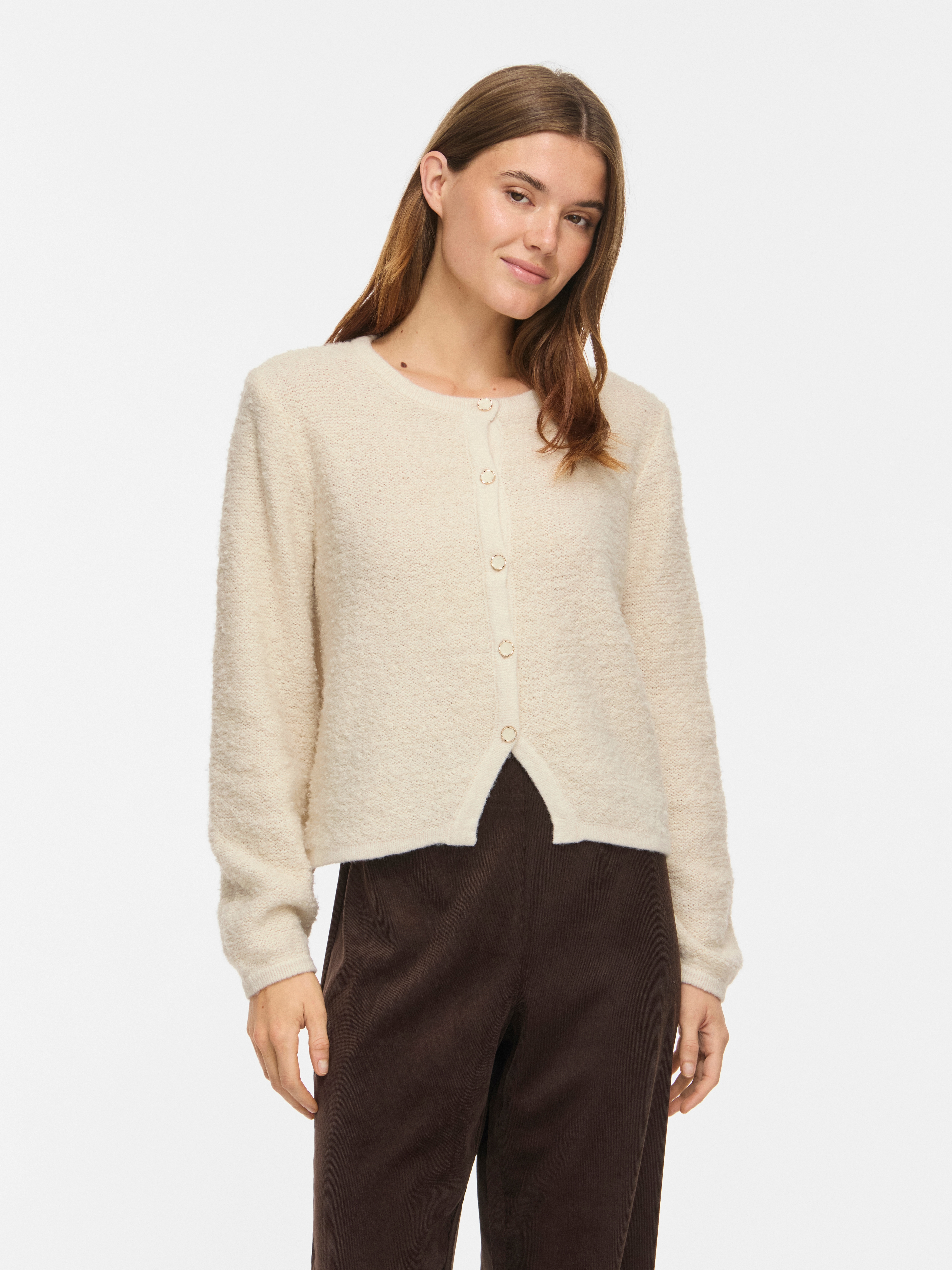 Vila Strickjacke "VIPIGGA O-NECK L/S KNIT JACKET NOOS" Materialmix