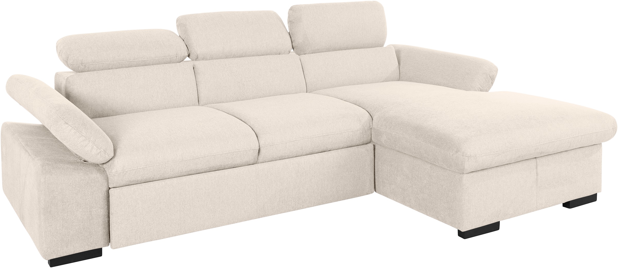 COTTA Ecksofa »Lola L-Form mit Kopfteilfunktion & Hocker«, (Set, mit Hocker), wahlweise mit Bettfunktion, Bettkasten & Armteilverstellung
