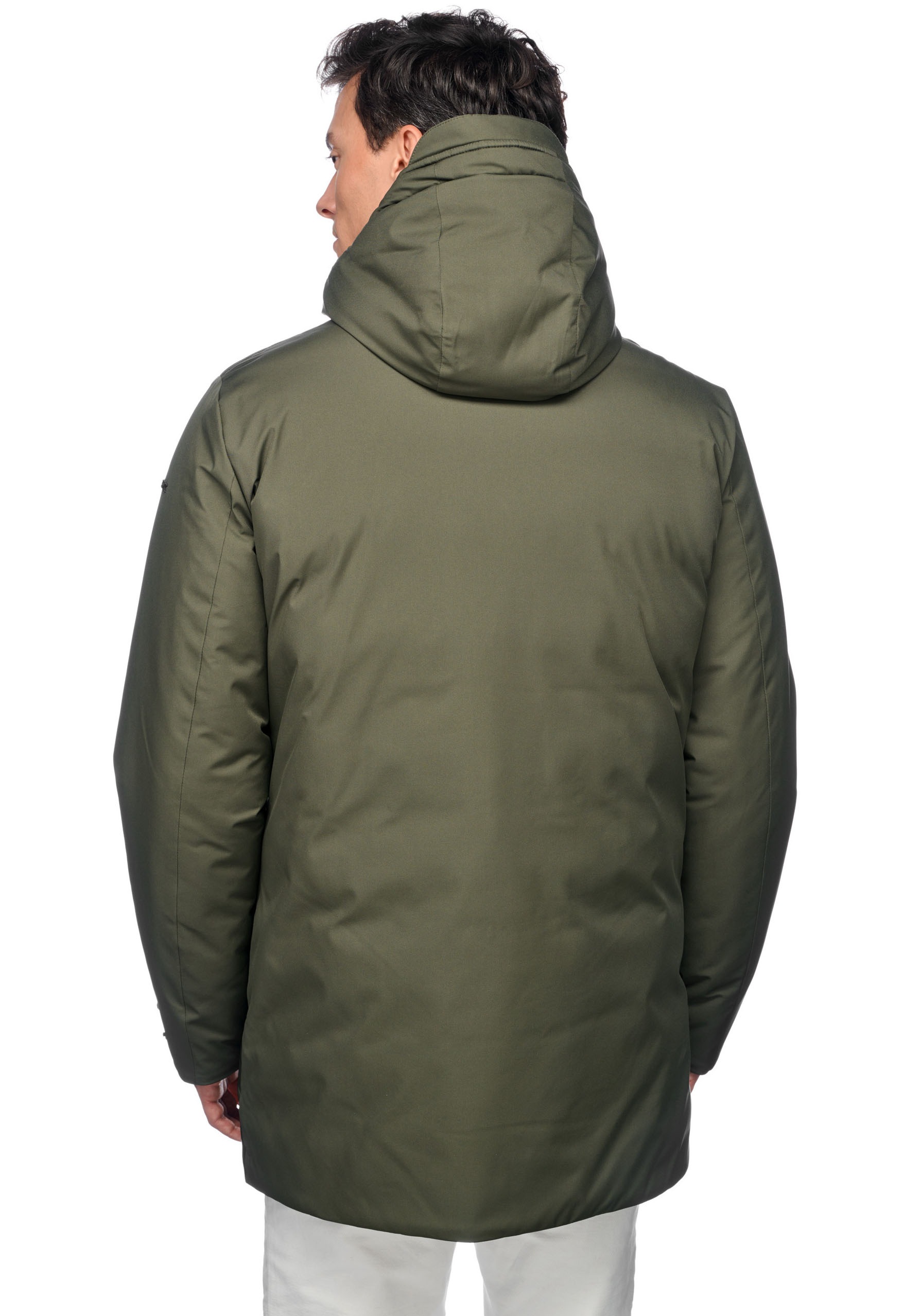 Geox Langjacke »SAPIENZA«, mit Kapuze, im Materialmix, 4 Taschen, Kapuze, verdeckter Reißverschluss