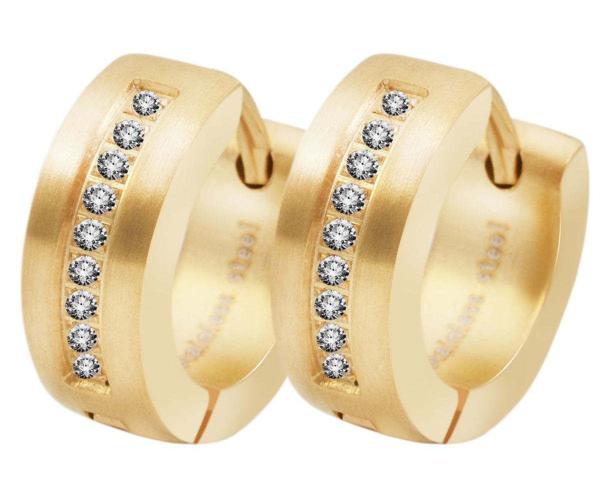 Adelia´s Klappcreolen "Damen Ohrringe – Klappcreole aus Edelstahl mit Stras günstig online kaufen