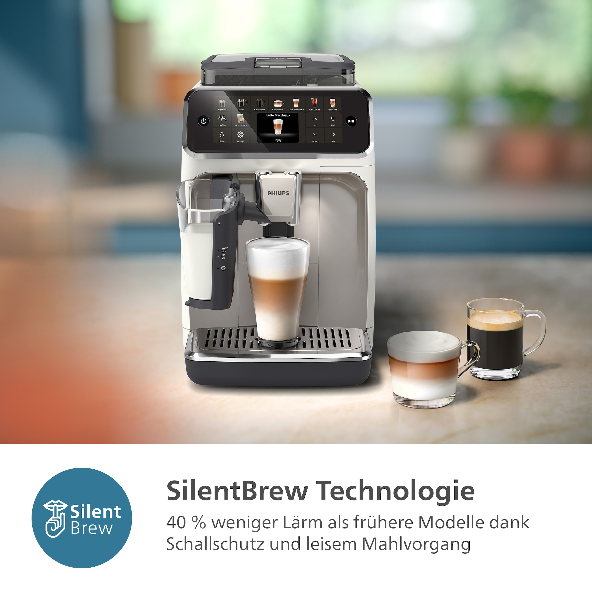 Philips Kaffeevollautomat »EP5547/90 5500 Series, 20 Kaffeespezialitäten (heiß oder eisgekühlt),«, LatteGo-Milchsystem, SilentBrew Technologie