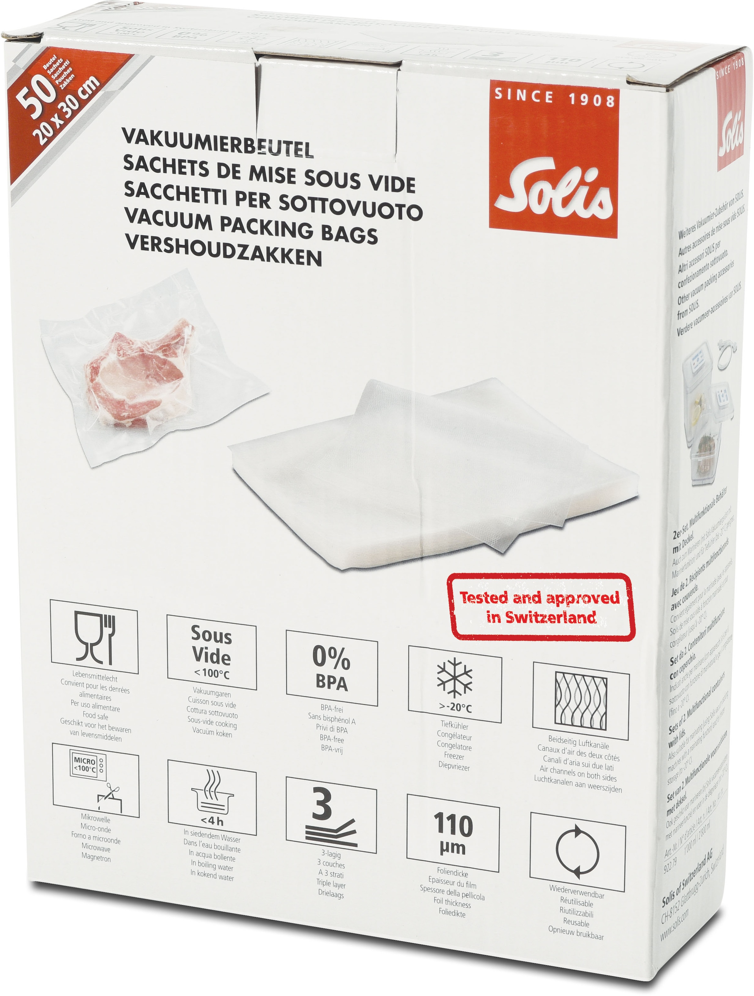 SOLIS OF SWITZERLAND Vakuumierer »VAC Premium 922.21«, Rollenbreite 30 cm, mit Beuteln+Folien