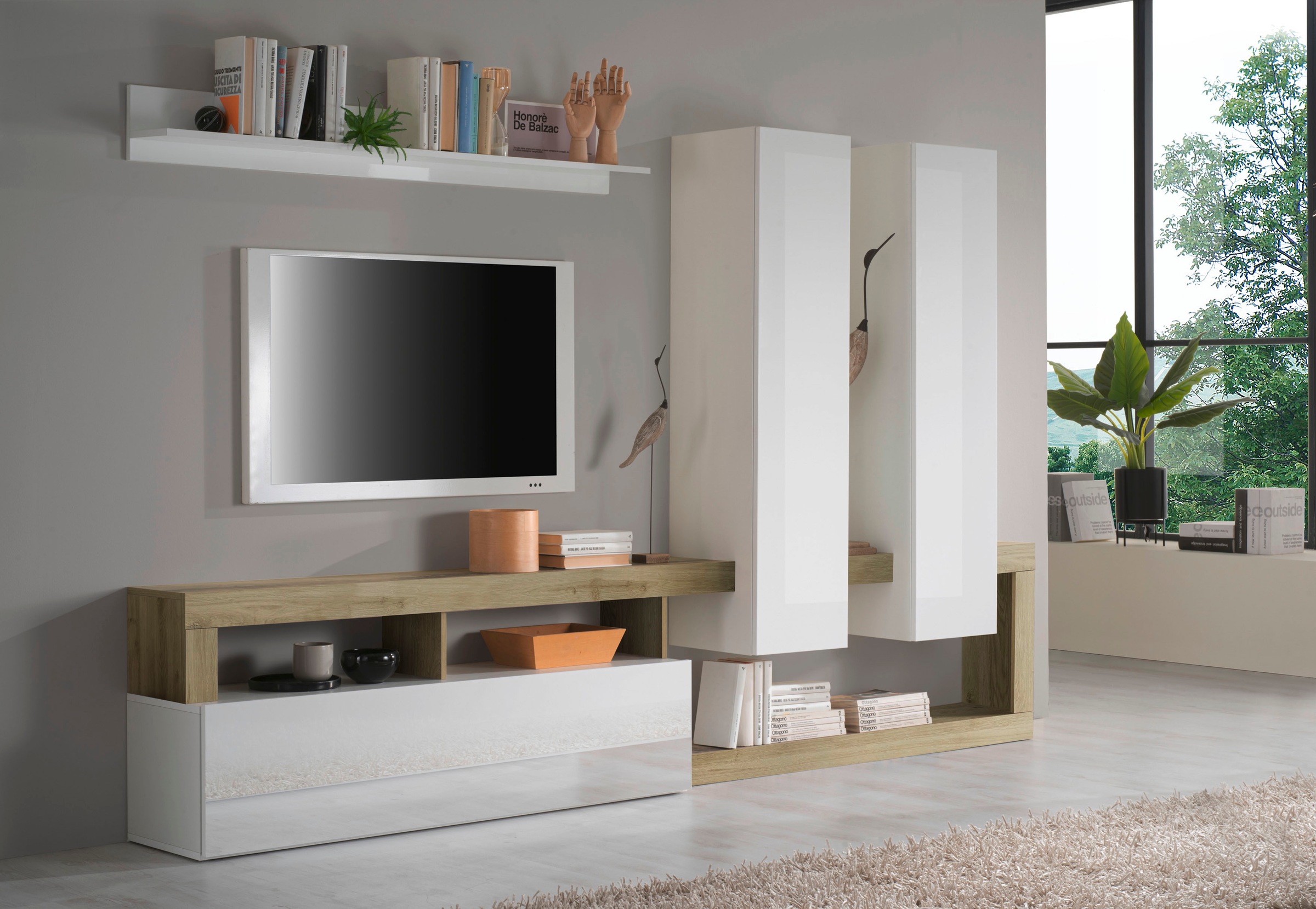 Wohnwand HOME AFFAIRE, weiß, Wohnzimmer, Kastenmöbel-Sets, "Hamburg"