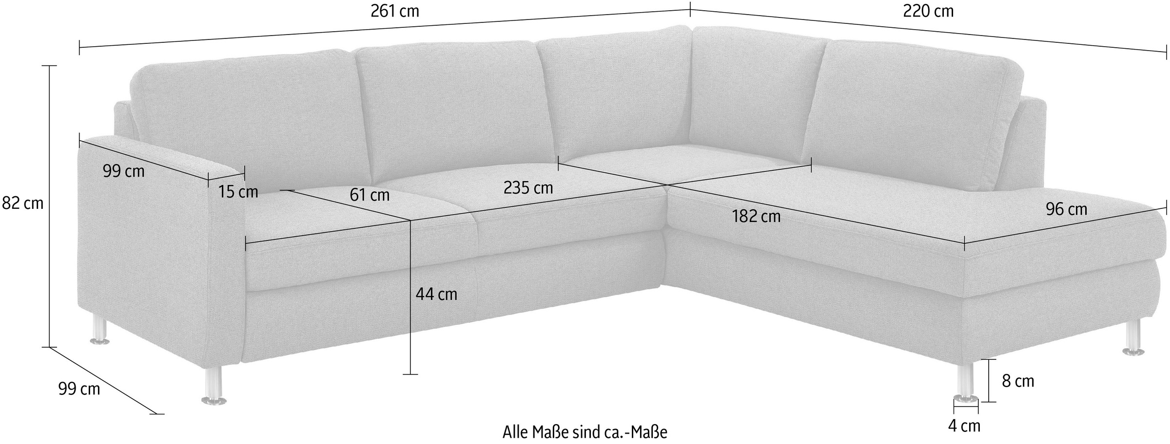 Die PlanBar Ecksofa »MP-IN19027 L-Form«, wahlweise mit Bettfunktion, mit Kaltschaum
