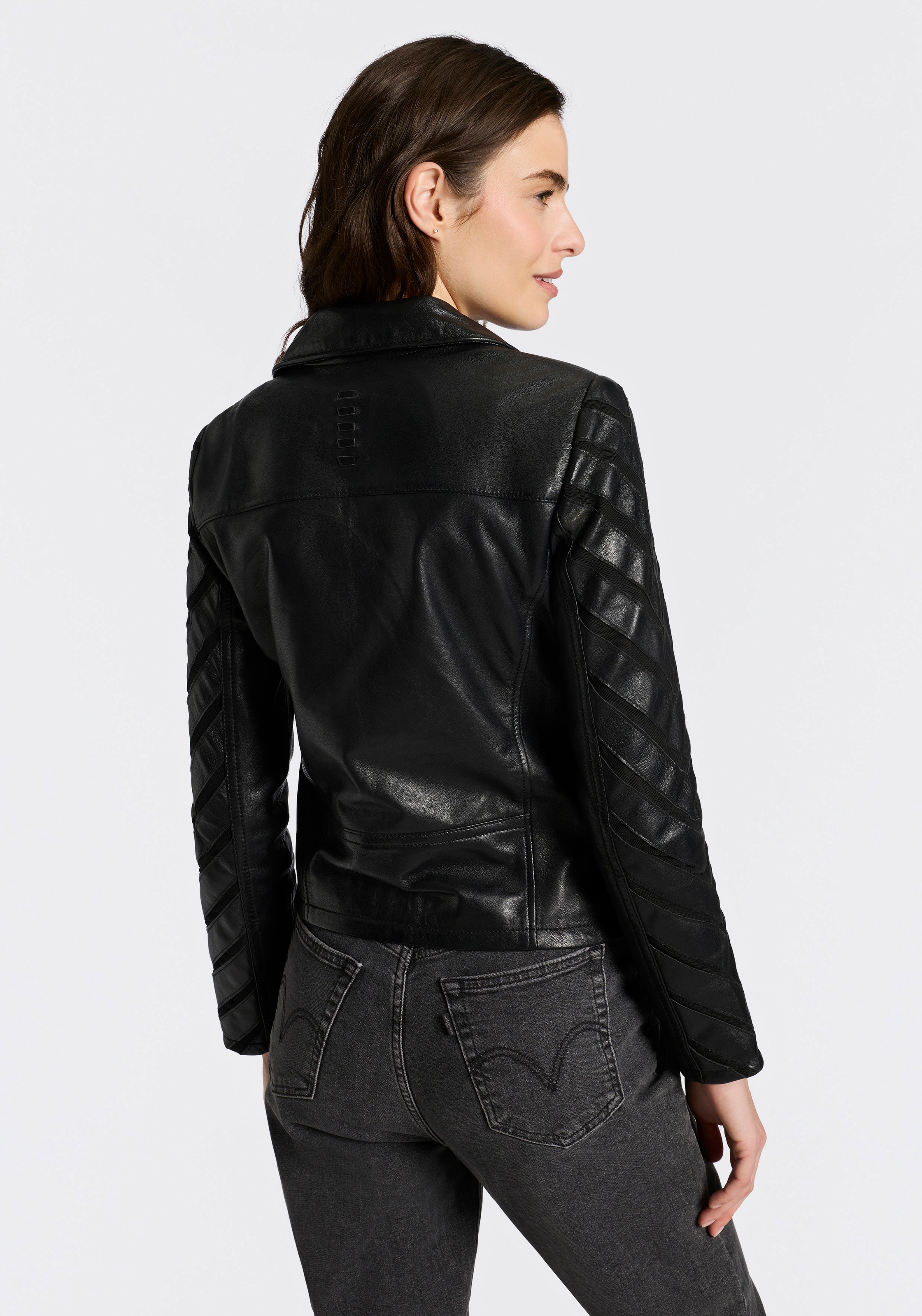 Mauritius Lederjacke "MWCady" mit Mesh-Einsätzen an den Ärmeln günstig online kaufen