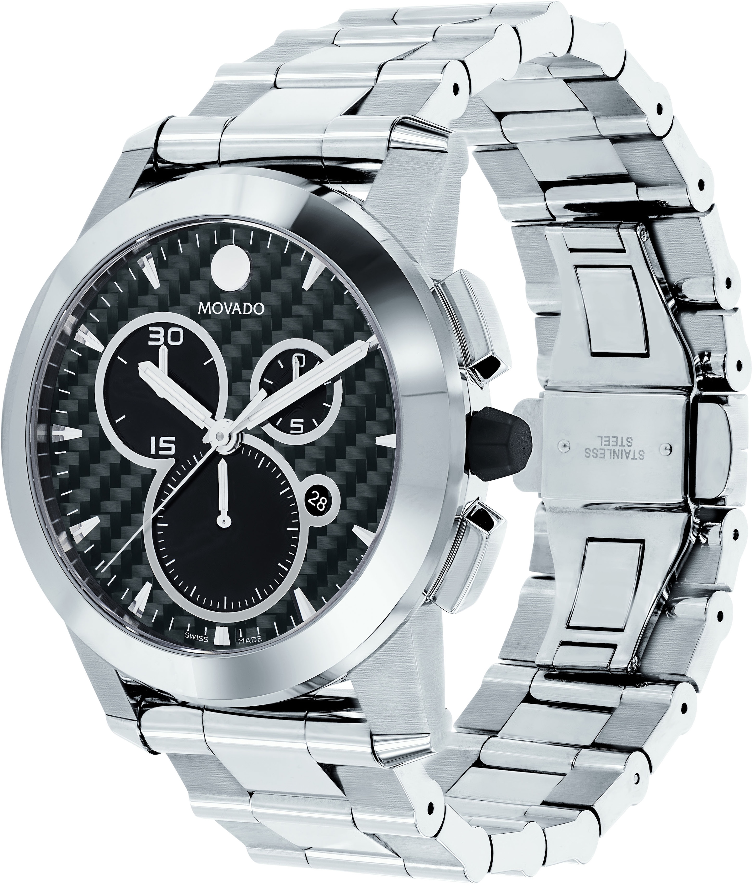 MOVADO Chronograph »Vizio, 0607544«, Quarzuhr, Armbanduhr, Herrenuhr, Swiss Made, Edelstahlarmband