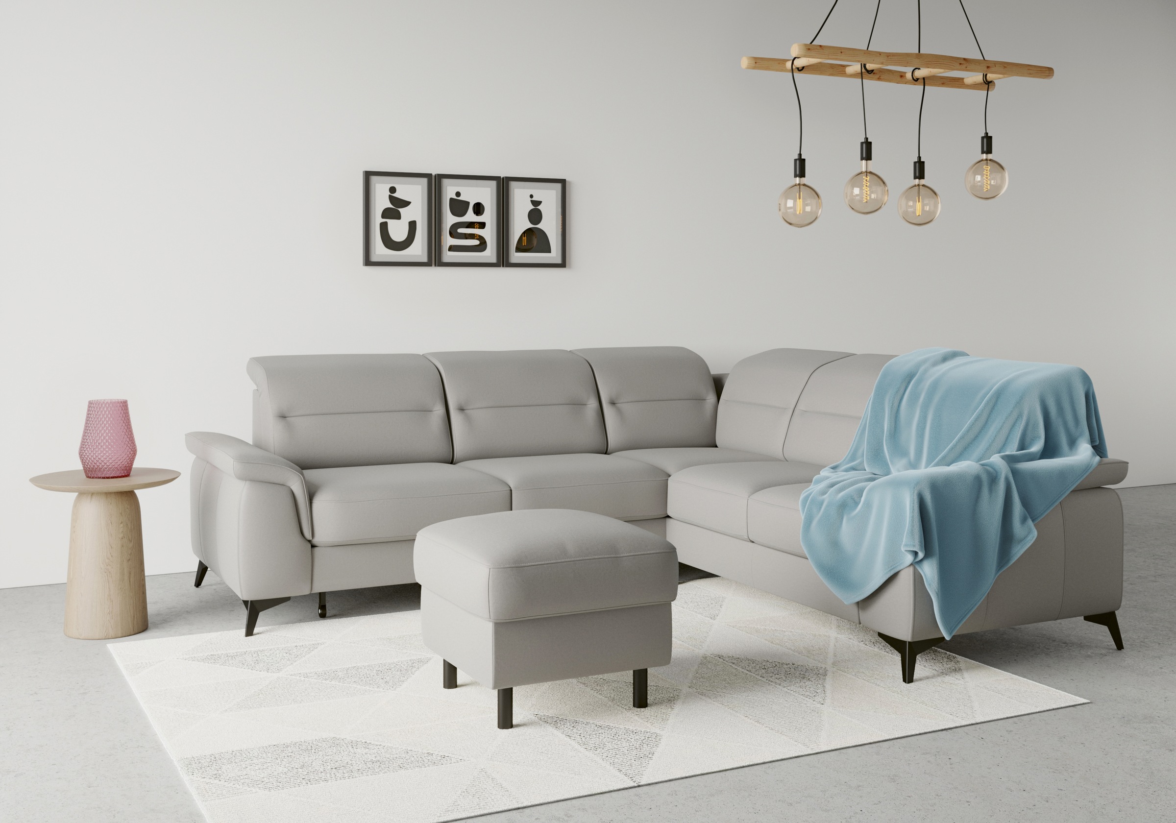 sit&more Ecksofa »Sinatra L-Form«, optinal mit Kopfteilverstellung und Armteilfunktion, Metallfüße