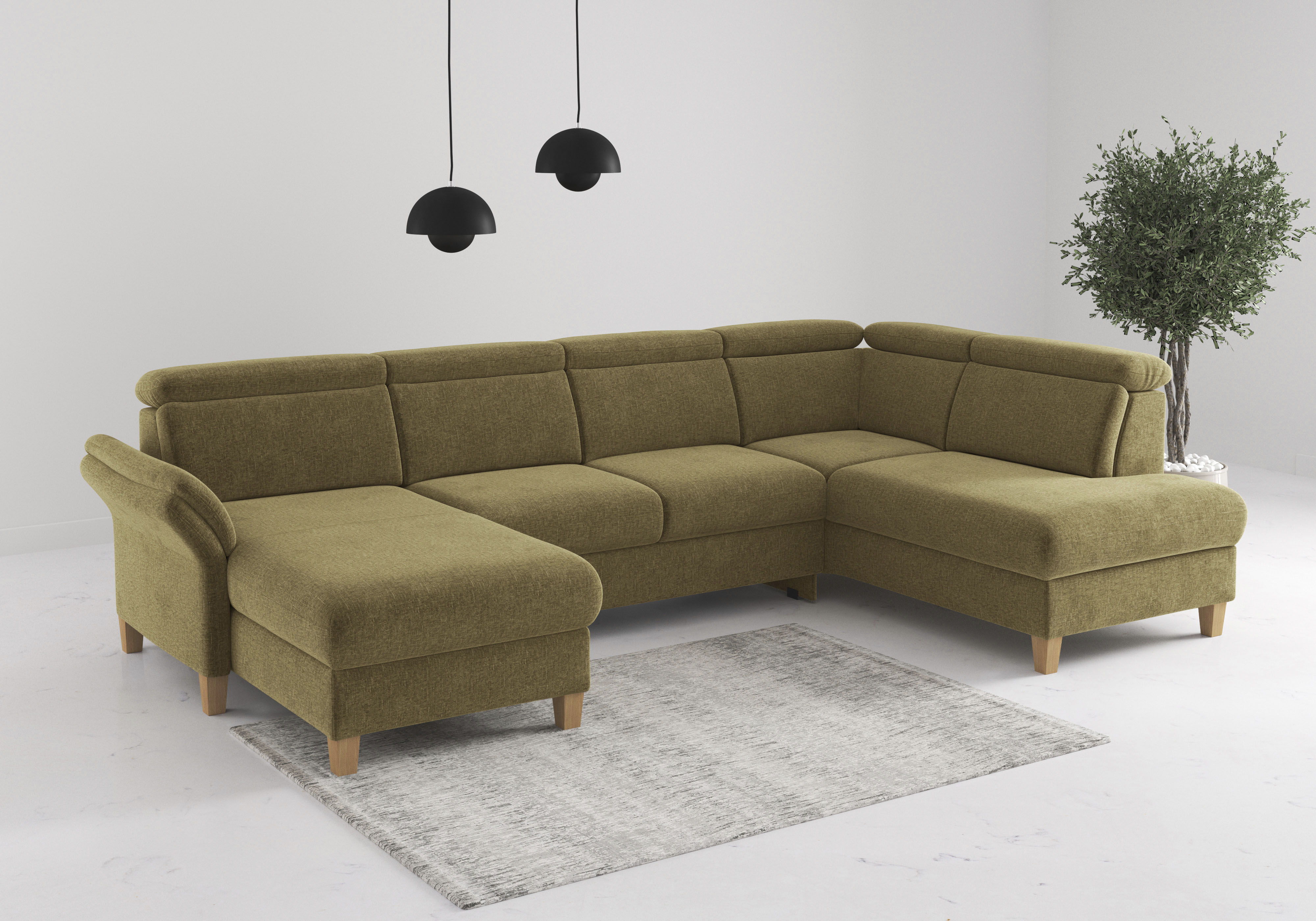 OTTO home Wohnlandschaft "Glendale, U-Form" inkl. Kopfteilverstellung, wahlweise mit Vorziehsitz und Bettkasten