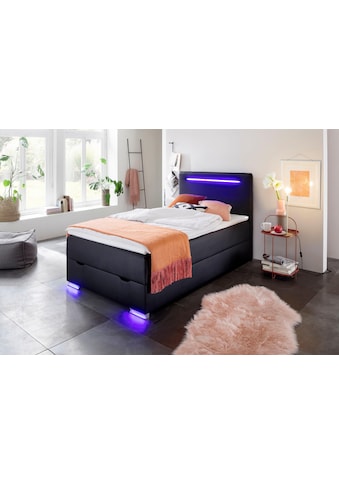 Polsterbett mit Bettkasten und LED-Beleuchtung