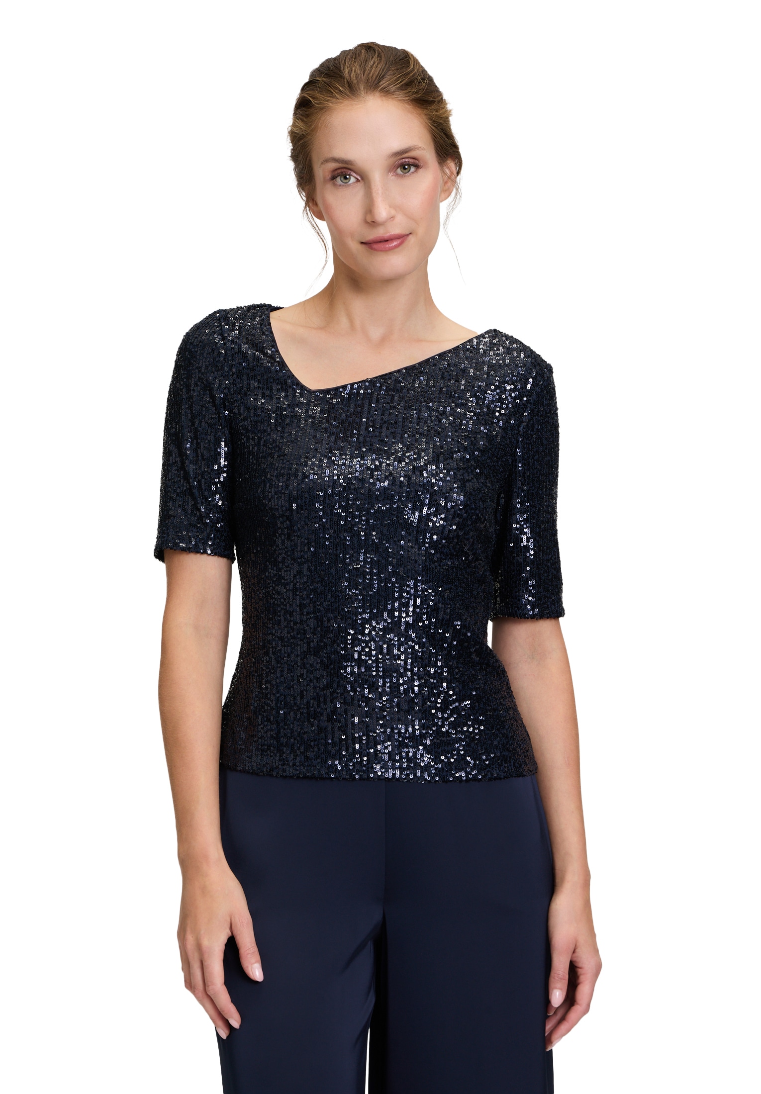 Vera Mont Kurzarmshirt "Damen Pailletten-Top mit Glanzeffekt", 1 Stk. Paill günstig online kaufen