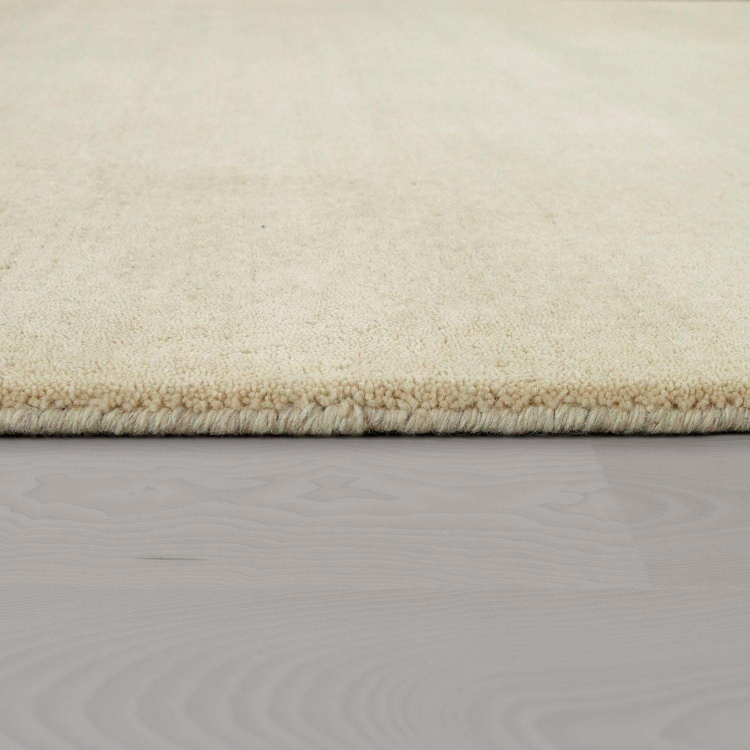 Paco Home Wollteppich »Atlas 100« rechteckig 14 mm Höhe Gabbeh, Kurzflor, handgewebt, reine Wolle, Uni Farben