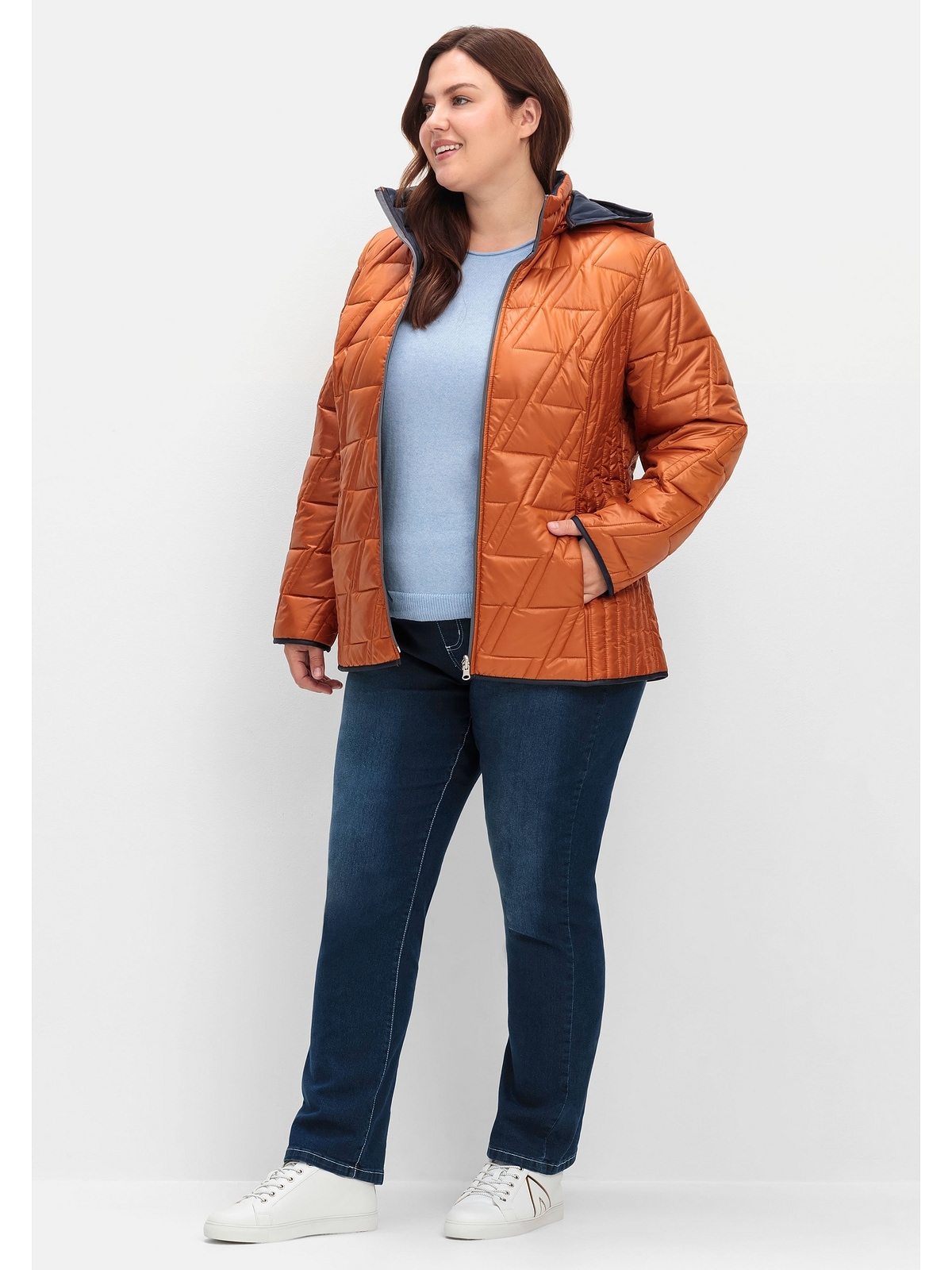 Sheego Steppjacke »Große Größen«, mit Kapuze, zum Wenden, mit Kapuze und Stehkragen