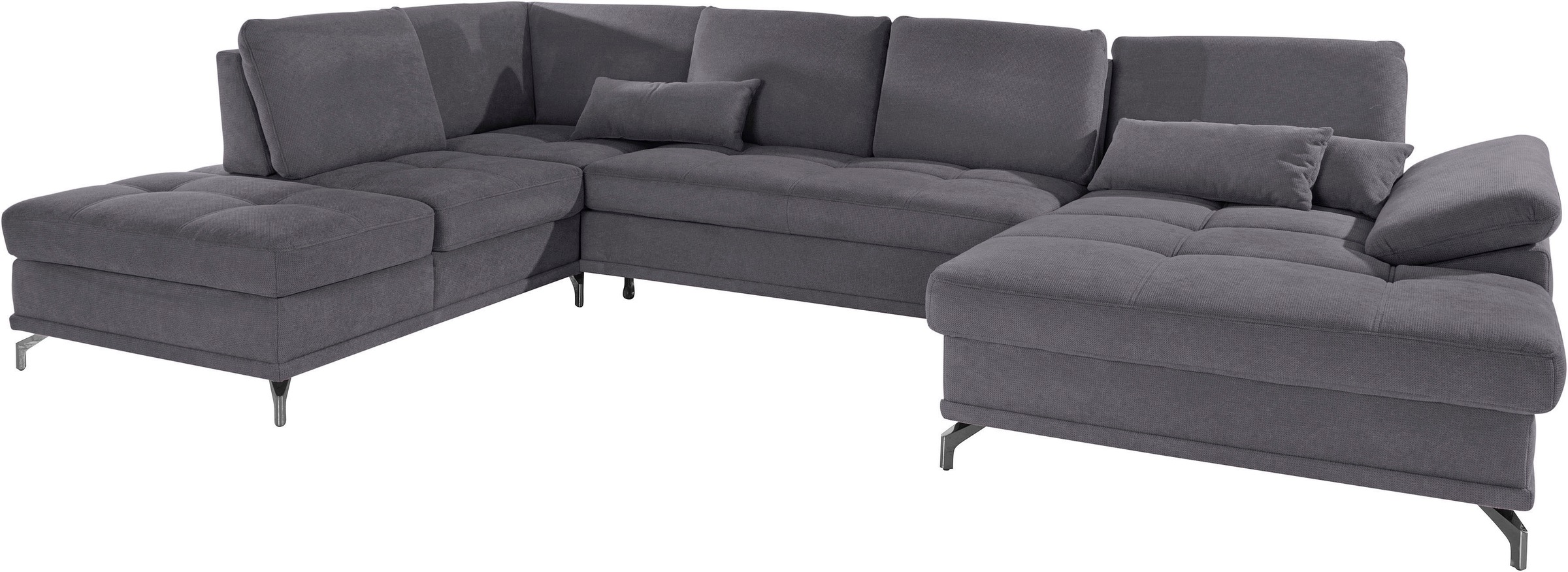 Places of Style Wohnlandschaft »Costello U-Form, mit Sitztiefenverstellung, Armteilverstellung und«, 3 Nierenkissen, optional Bettfunktion und Bettkasten