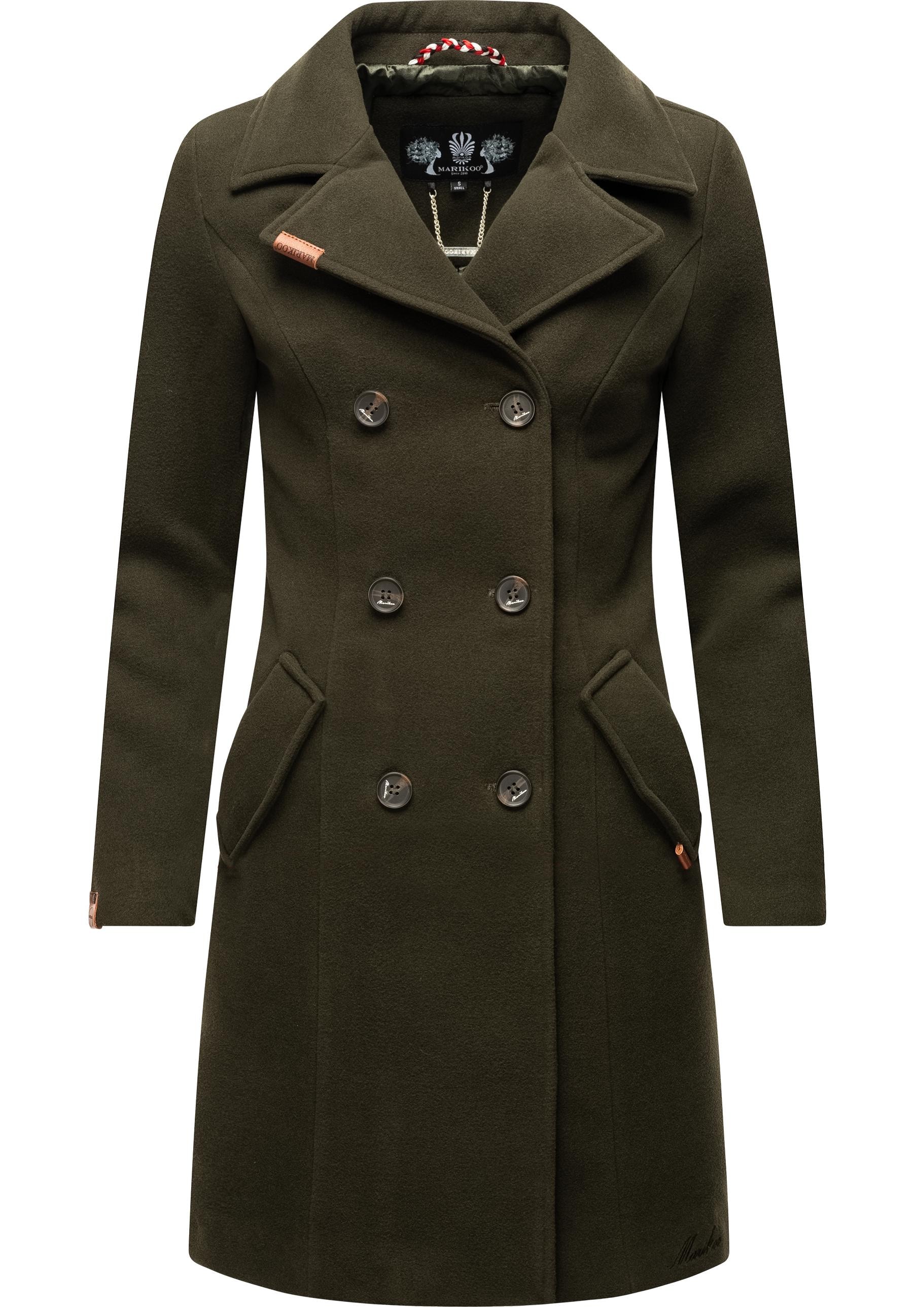 Marikoo Wollmantel "Nanakoo", edler Damen Trenchcoat in Woll-Optik