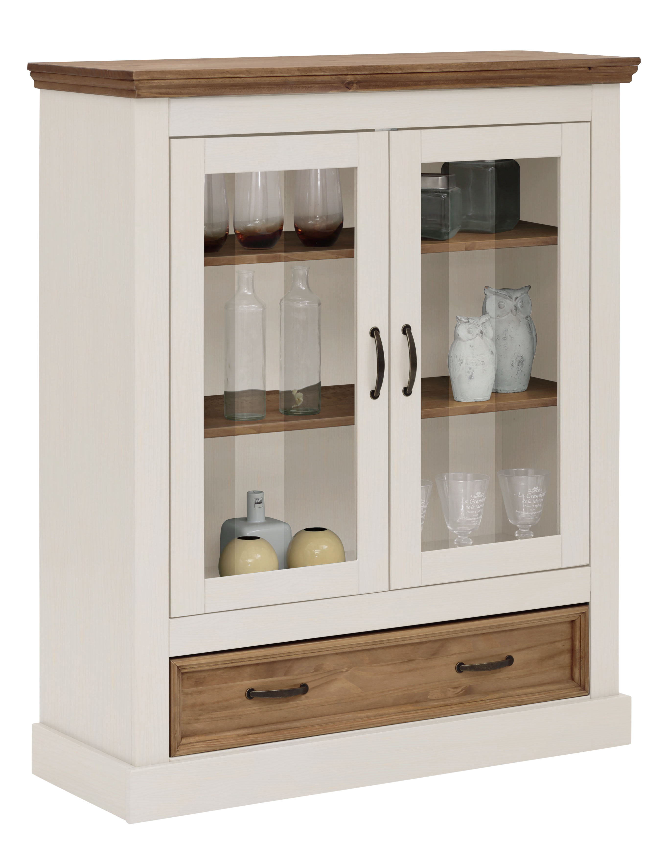 Home affaire Vitrine "Selma Highboard" aus massivem Kiefernholz, mit Griffe günstig online kaufen