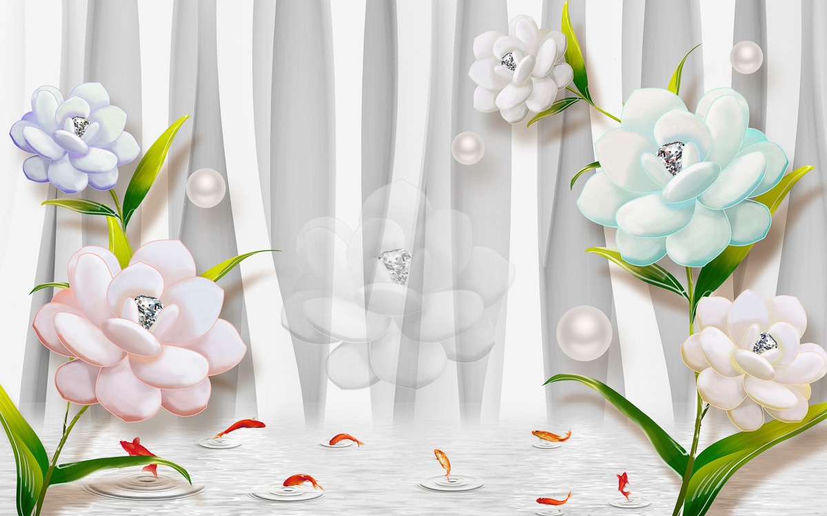 Papermoon Fototapete »Muster mit Blumen«