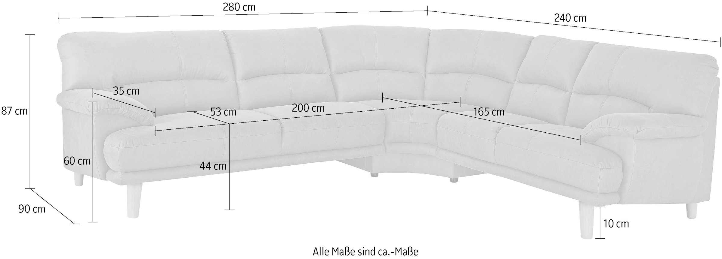 TRENDMANUFAKTUR Polsterecke »Cecilia, italienisches Designsprache, modern und komfortabel, L-Form,«, toller Sitzkomfort und bequeme Armlehnen