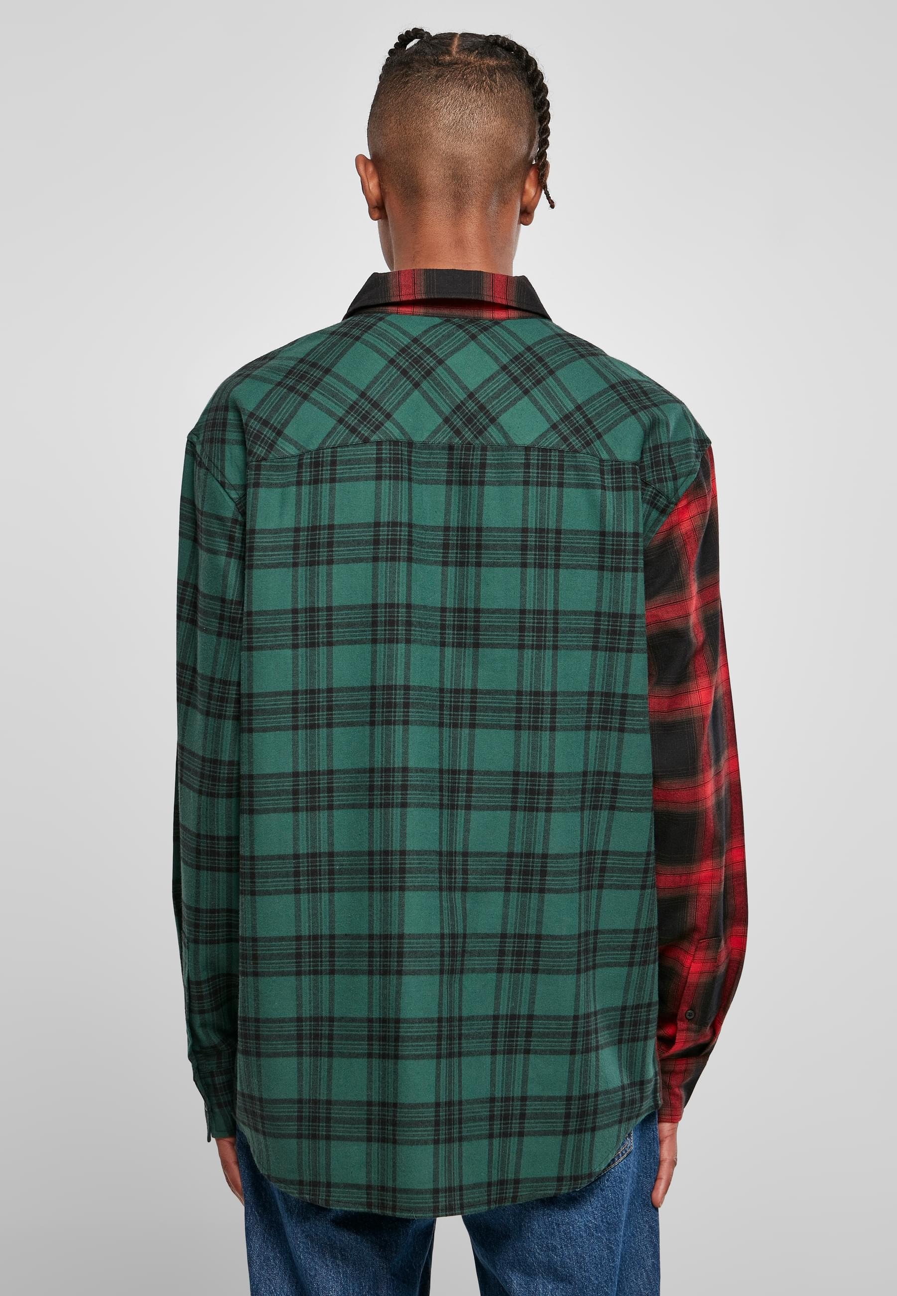 URBAN CLASSICS Langarm-Poloshirt »Urban Classics Herren Oversized Mix Check Shirt«, (1 tlg.)