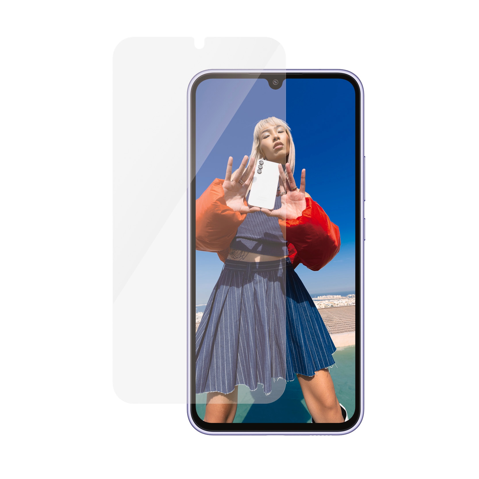 PanzerGlass Displayschutzglas »Re:Fresh Ultra Wide Fit Privacy Screen Protector«, für Samsung Galaxy A35 5G, Displayschutzfolie Displayschutz kratz-& stoßfest, kristallklar