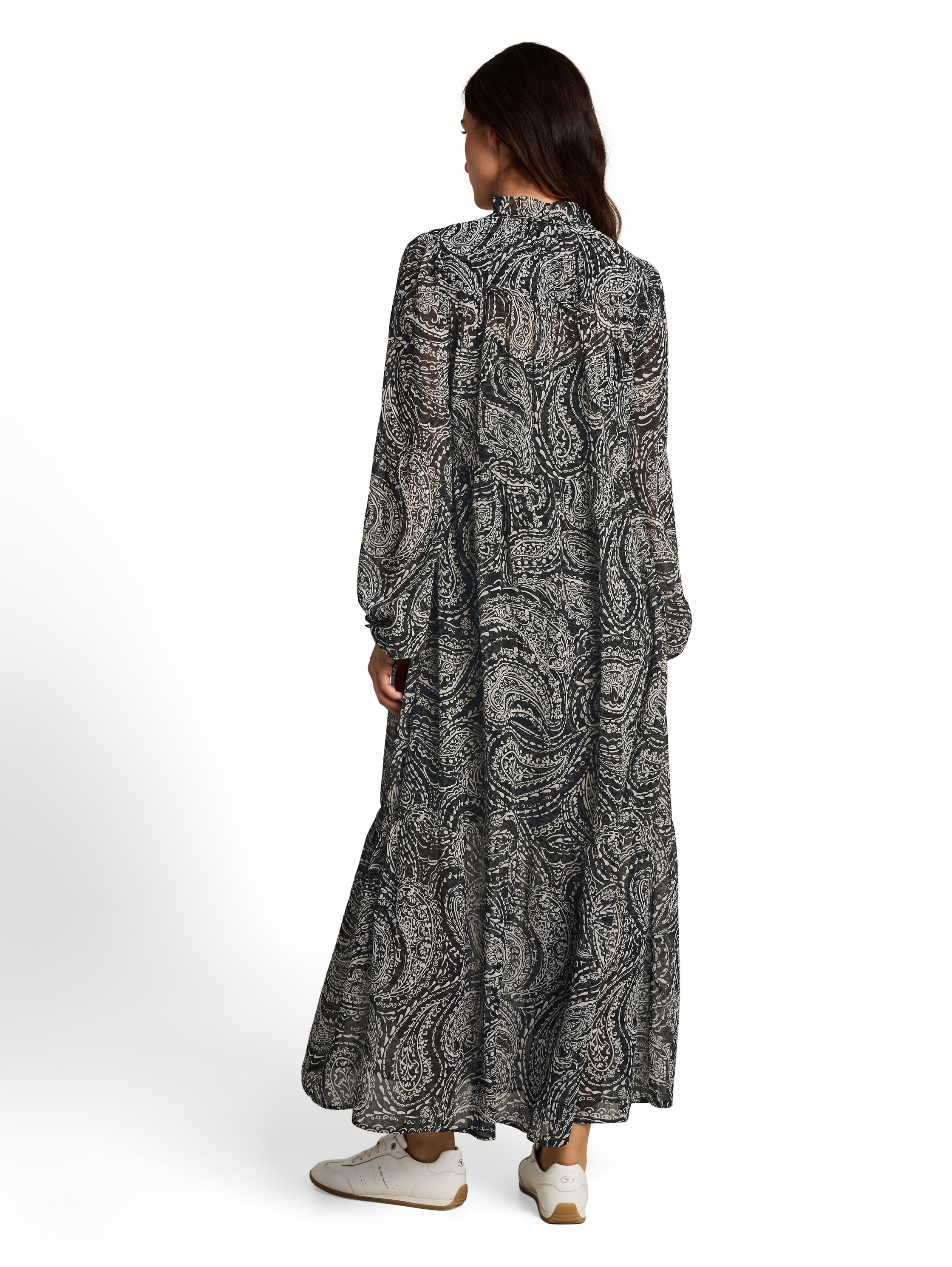 TOM TAILOR Maxikleid »Loose maxi« Ohne Taschen Langarmkleid mit Paisley-Muster / Viskose-Futter