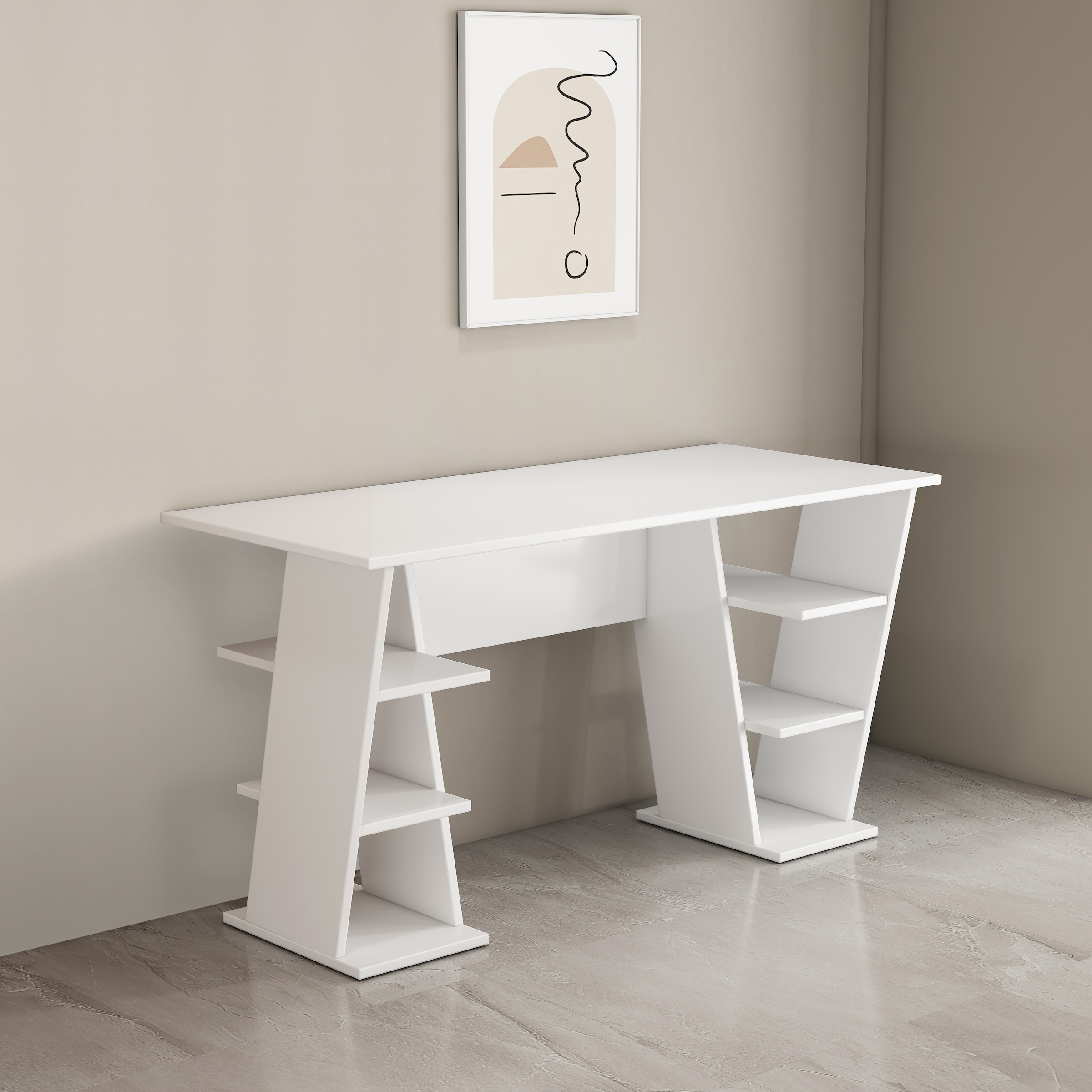 OTTO home Schreibtisch »Ezzell« Regalschreibtisch mit Ablagen, modernes Design, Breite 137 cm