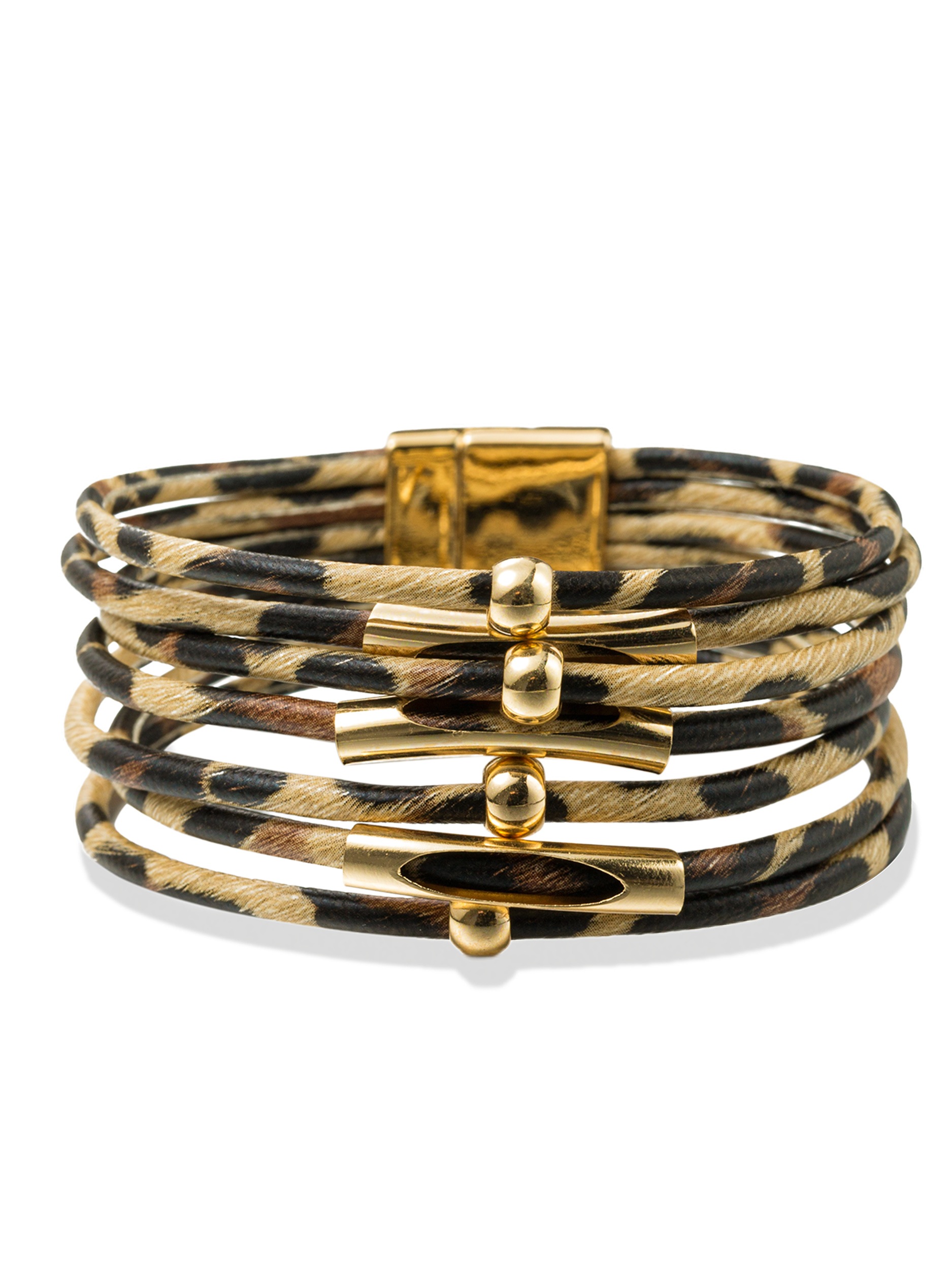 Armband "Schmuck Geschenk Kupfer Polyurethan Animalprint Armschmuck Armkette", gelbgoldfarben, braun, schwarz, ANISTON JEWELRY & WATCHES, Armbänder, Damen, 19cm, Kupfer Polyurethan, Kupfer, Polyurethan, Armband, Made in Germany