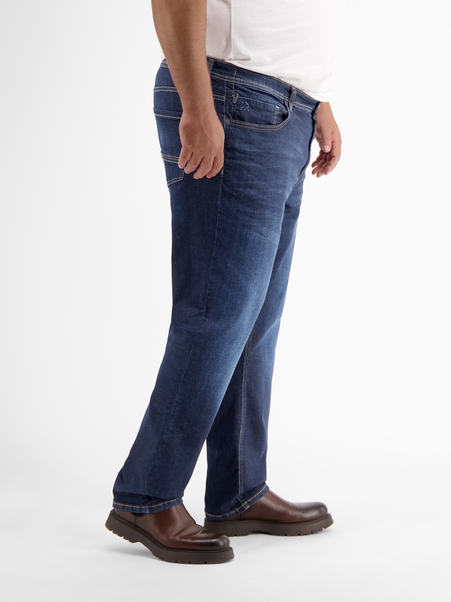 5-Pocket-Jeans LERROS "5-Pocket Baxter Jeans, Stretchanteil", Herren, Gr. 46, Länge 32, dunkelblau, 99% Baumwolle, 1% Elasthan, Jeans 5-Pocket-Jeans 2