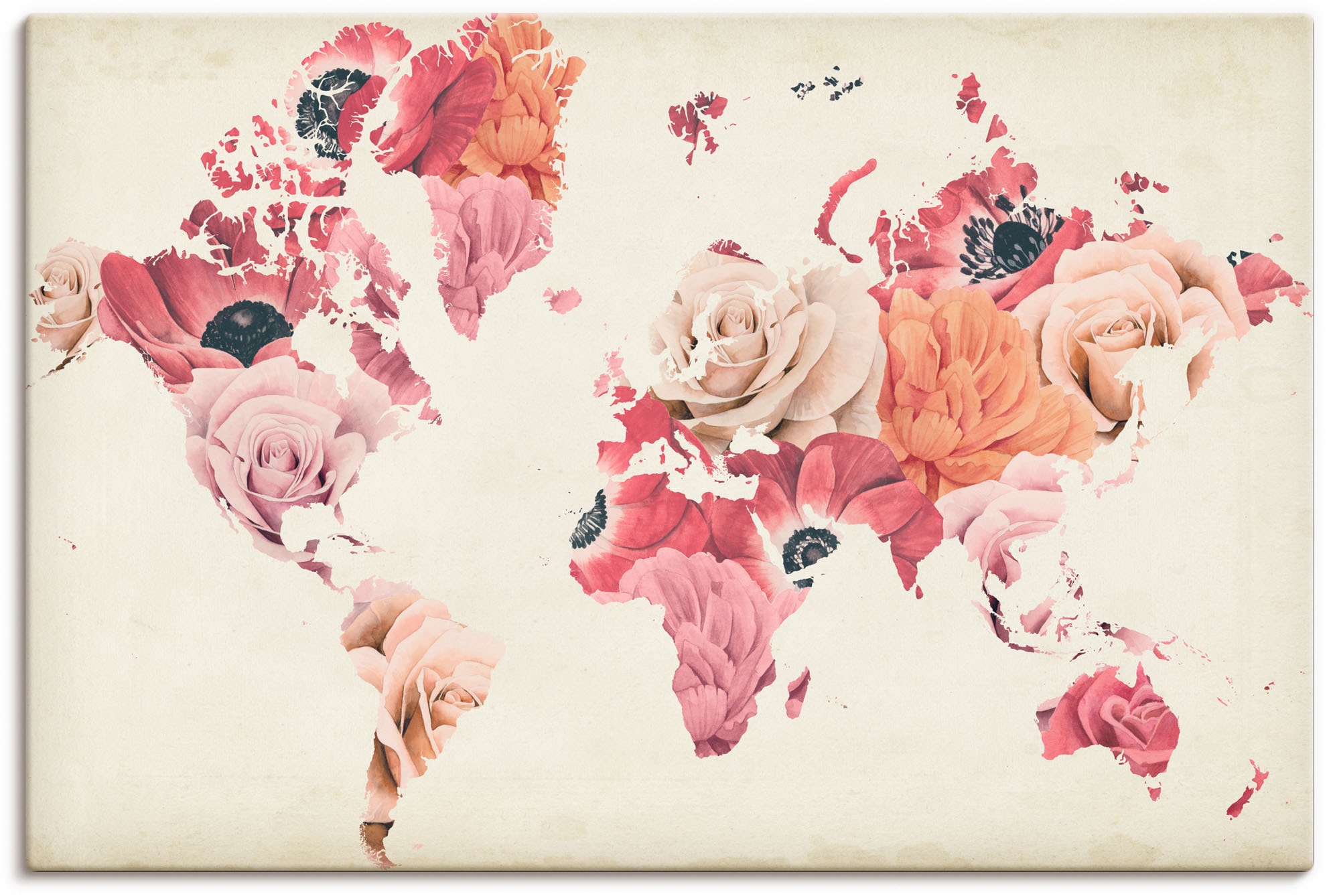 Artland Wandbild »Erde lacht in Blumen«, Land- & Weltkarten, (1 St.), als  Alubild, Leinwandbild, Wandaufkleber oder Poster in versch. Größen  bestellen | BAUR