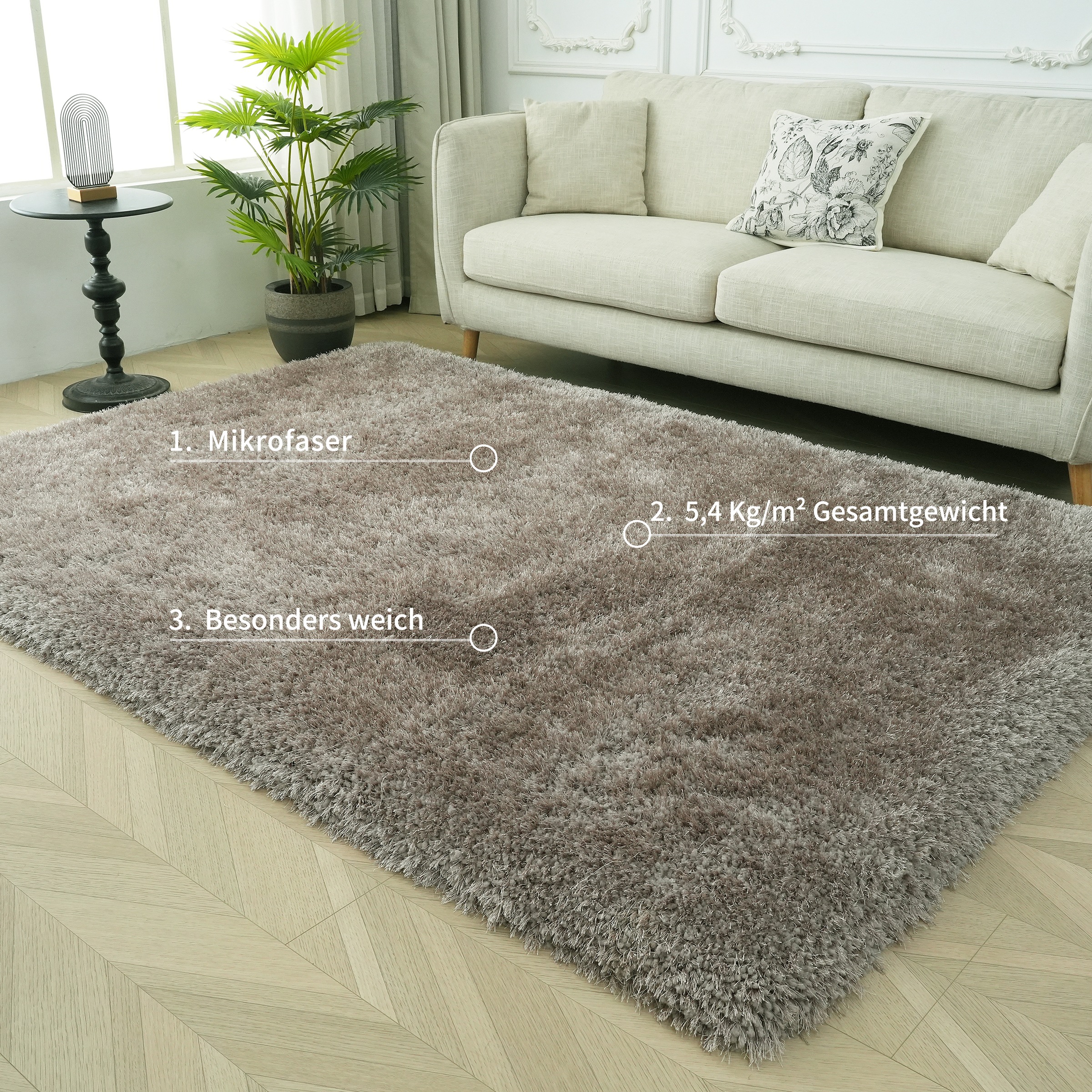 OTTO home Hochflor-Teppich »Micro exclusiv Teppich, sehr hoher Flor, weich durch Mikrofaser« rechteckig 78 mm Höhe sehr weich, flauschig, uni, Wohnzimmer, Schlafzimmer