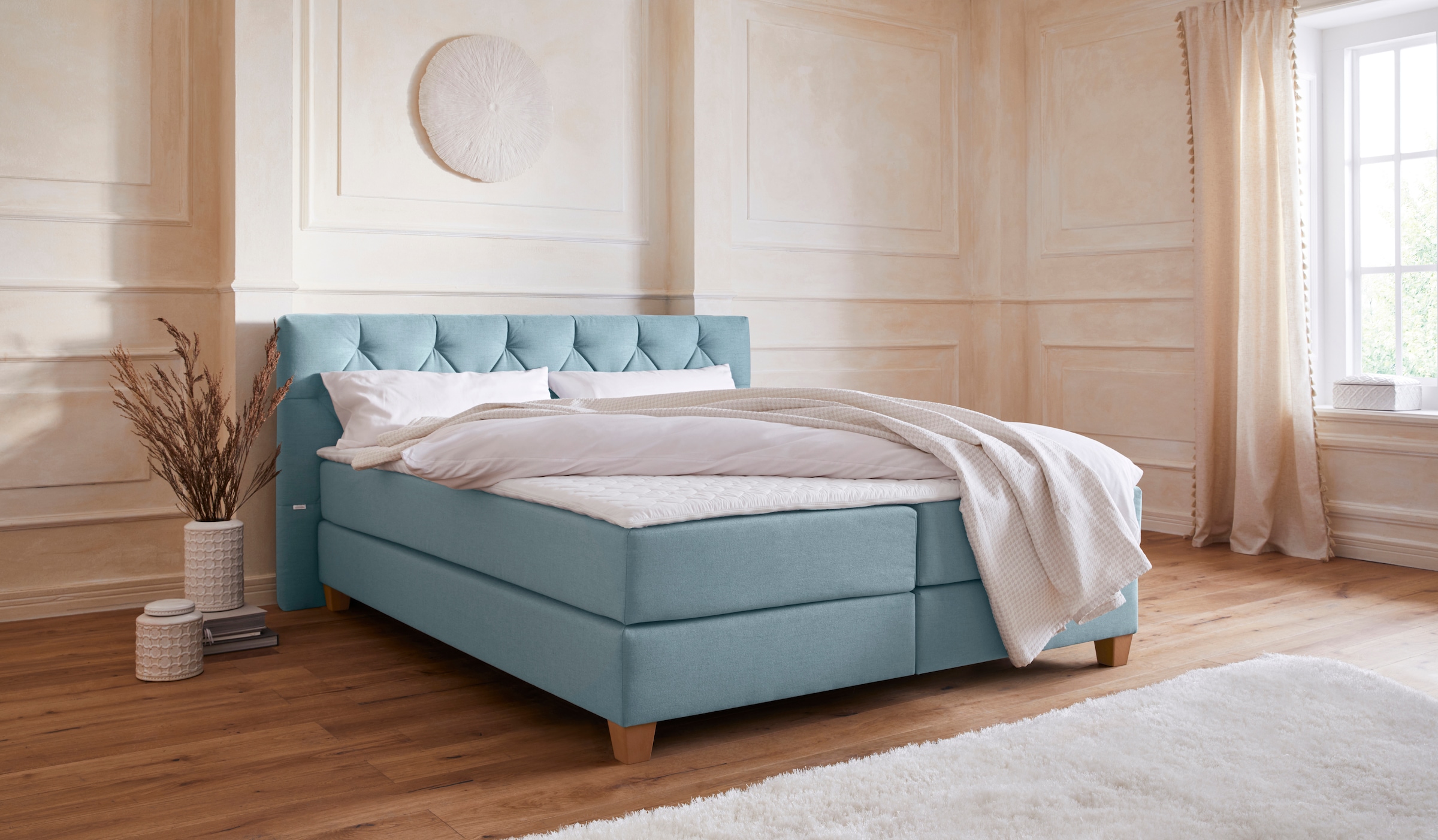 Guido Maria Kretschmer Home&Living Boxspringbett »Harmones«, in 3 Breiten, 3 Matratzenarten, Härtegrad auch im Mix mit je 1 Matratze in H2 und H3,…