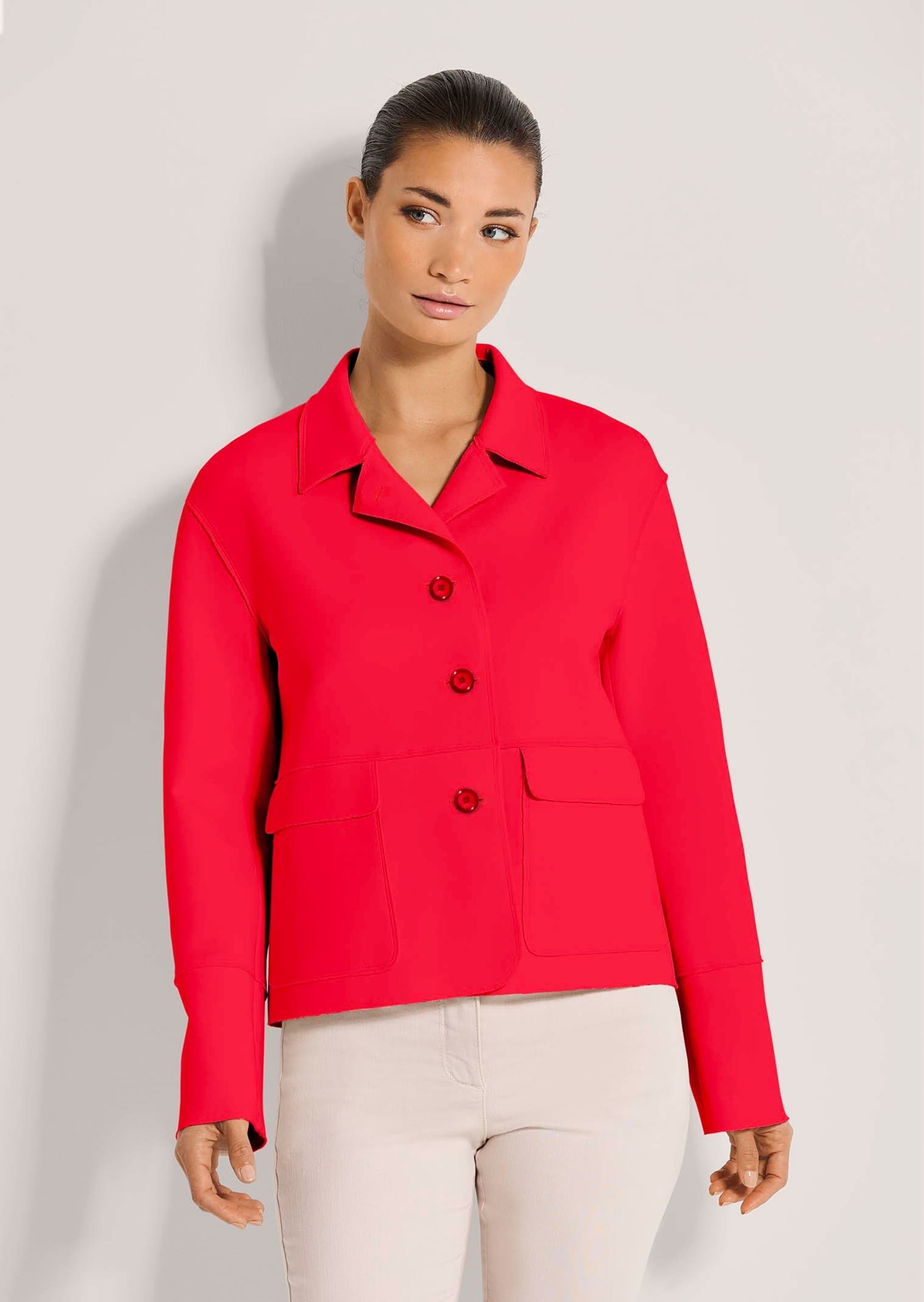 MADELEINE Jackenblazer »Kurzblazer Moderner Damenblazer mit Hemdkragen« Offene Schnittkanten