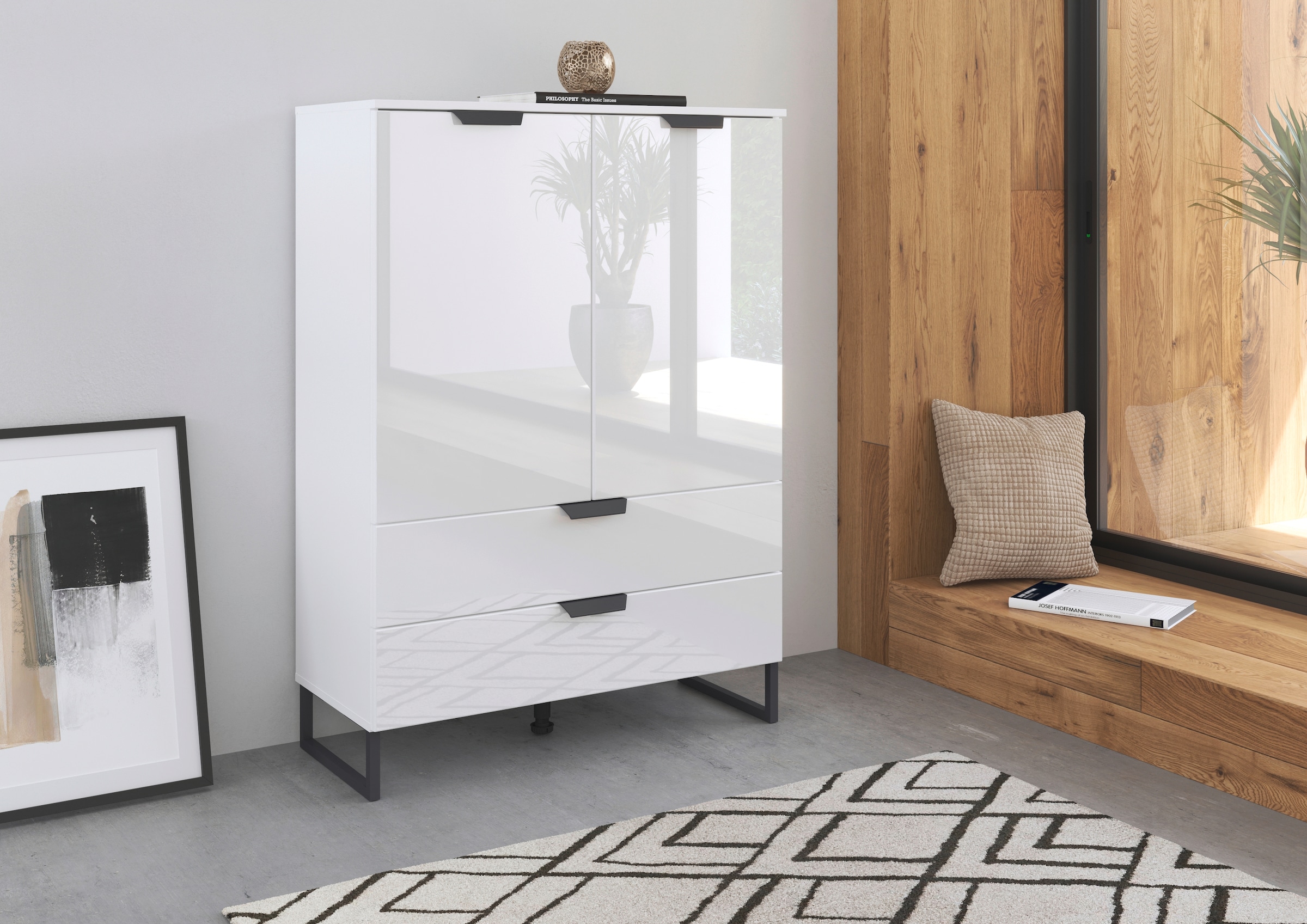 rauch Hochkommode "Modern by Aditio", mit Glasfront und Kufenfuß, 2 Schubla günstig online kaufen