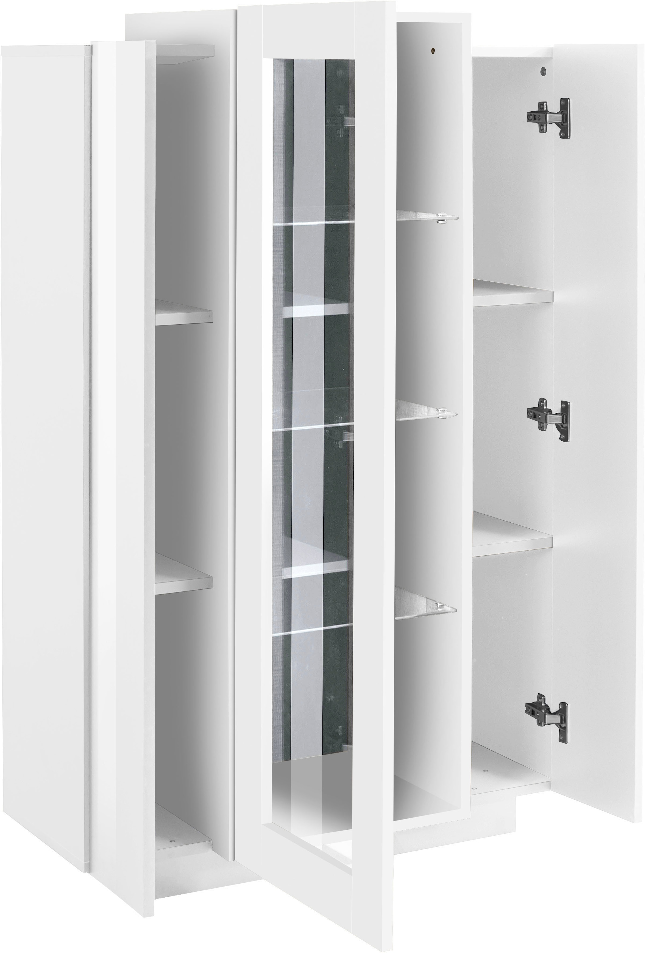INOSIGN Vitrine »Coro, Vitrine, Glasvitrine, Vitrinenschrank, Stauraumvitrine«, 3 Türen davon 1 Glastür, 9 Fächer, Doppeltiefe, Höhe 120,5cm