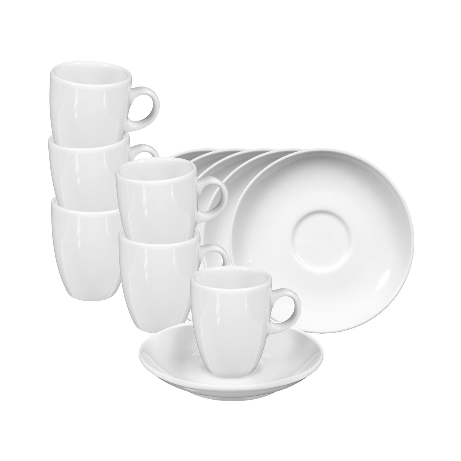 Seltmann Weiden Espressotasse "Espressotassen mit Untertassen VIP. 90 ml 6er Set weiß" Spülmaschinenfest, Mikrowellensicher, Ofenfest
